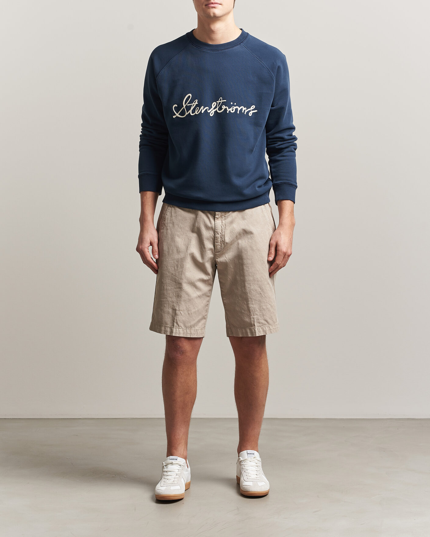 Homme | Pulls Et Tricots | Stenströms | Raglan Crew Logo Sweater Navy