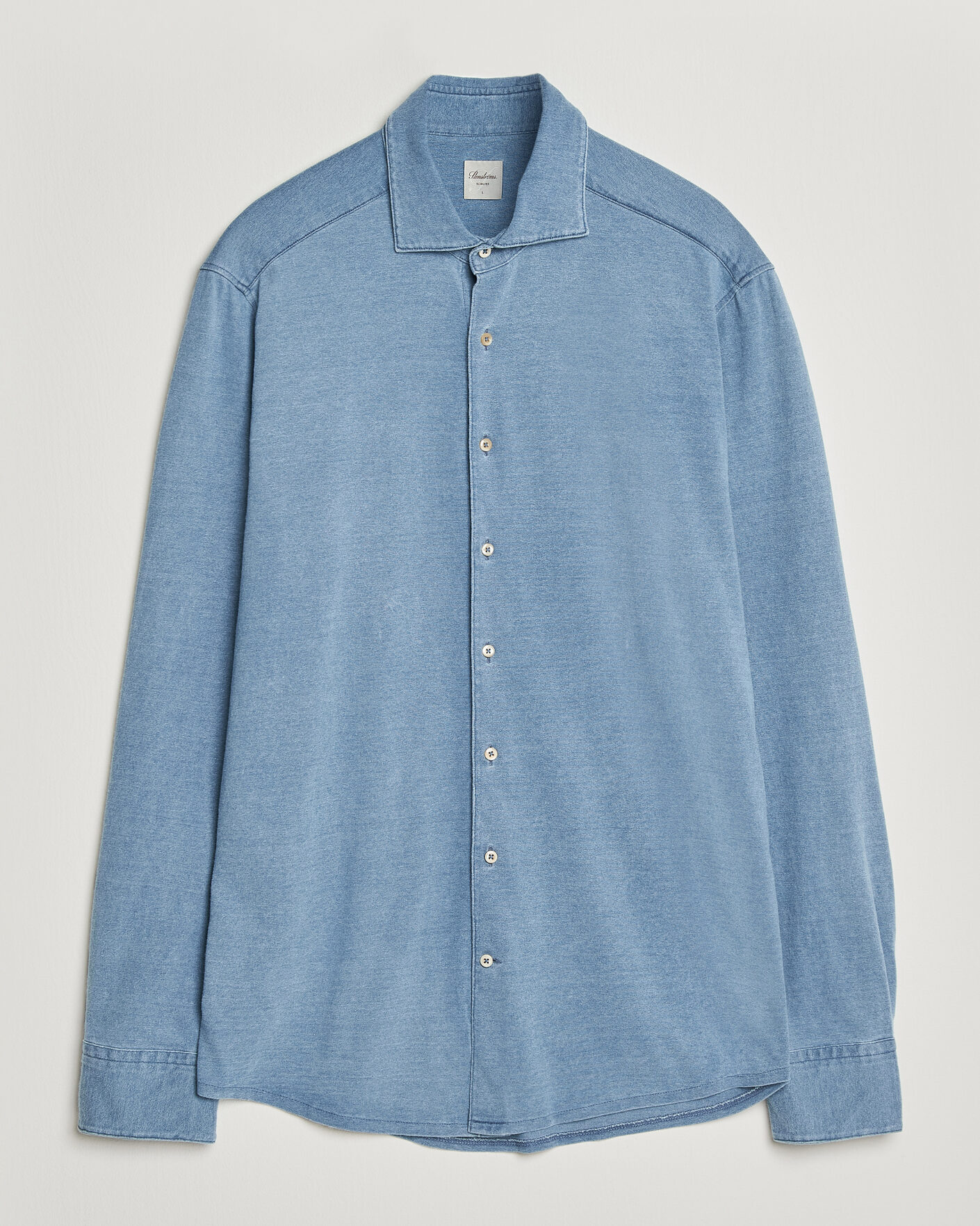 Heren | Overhemden | Stenströms | Jersey Denim Shirt Blue