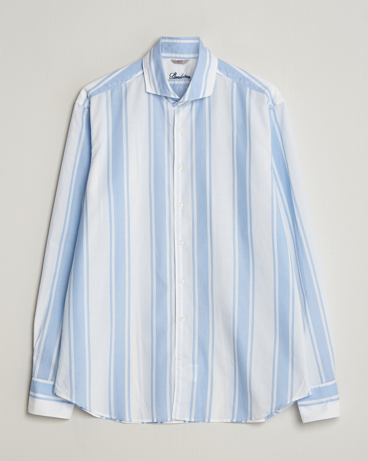 Heren | Overhemden | Stenströms | Regular Fit Thin Poplin Stripe Shirt Blue