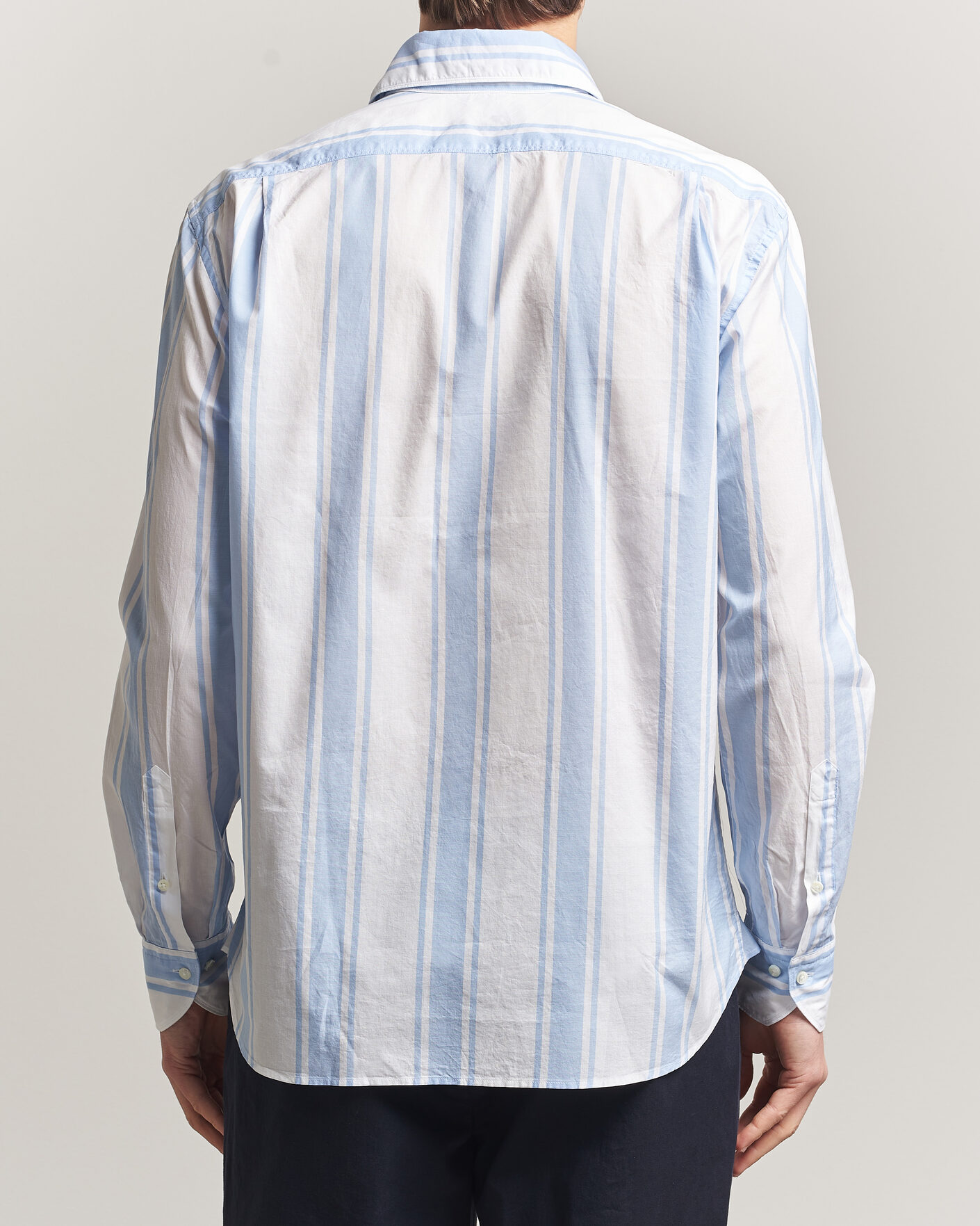 Heren | Overhemden | Stenströms | Regular Fit Thin Poplin Stripe Shirt Blue