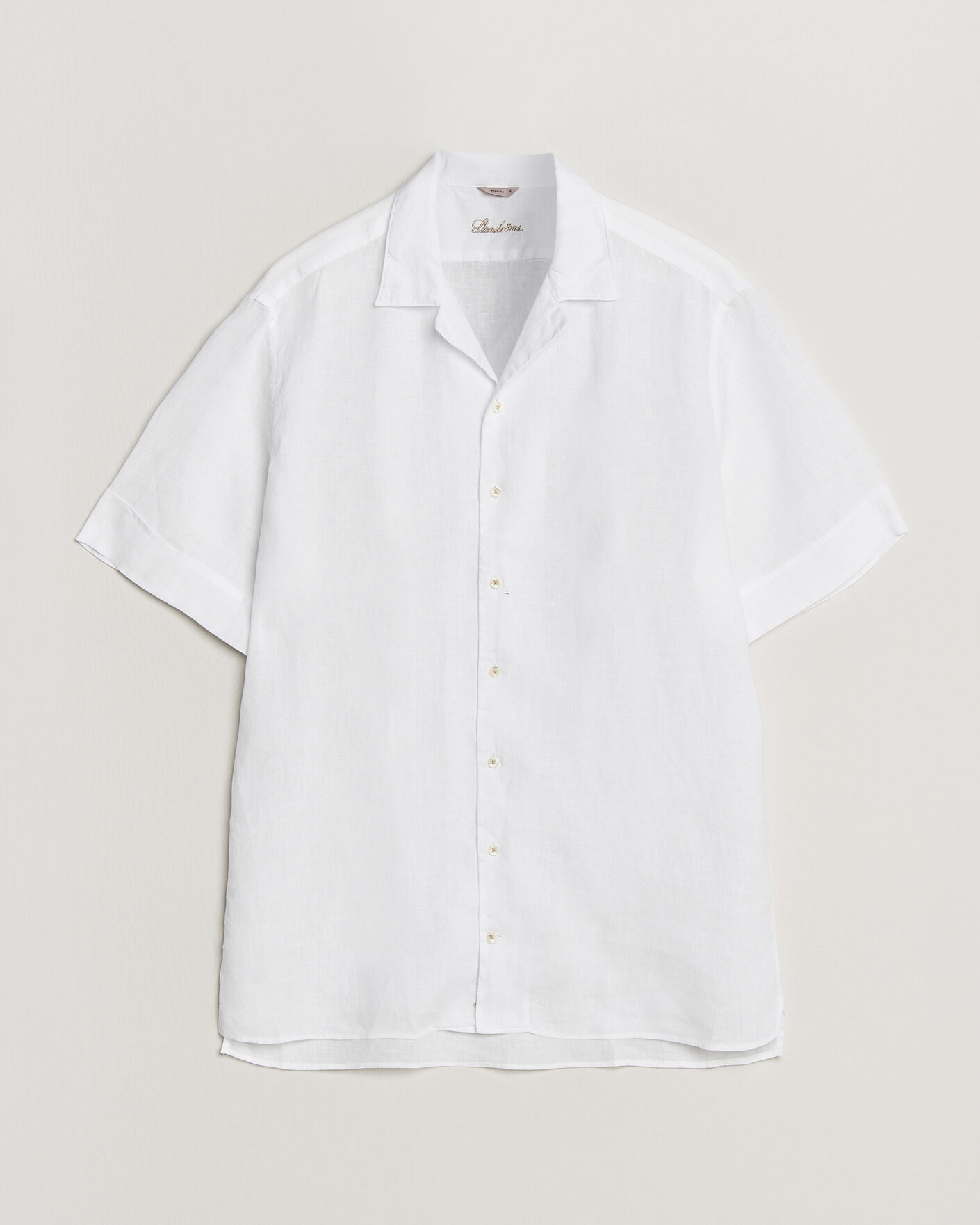 Homme | Chemises | Stenströms | Short Sleeve Linen Shirt White