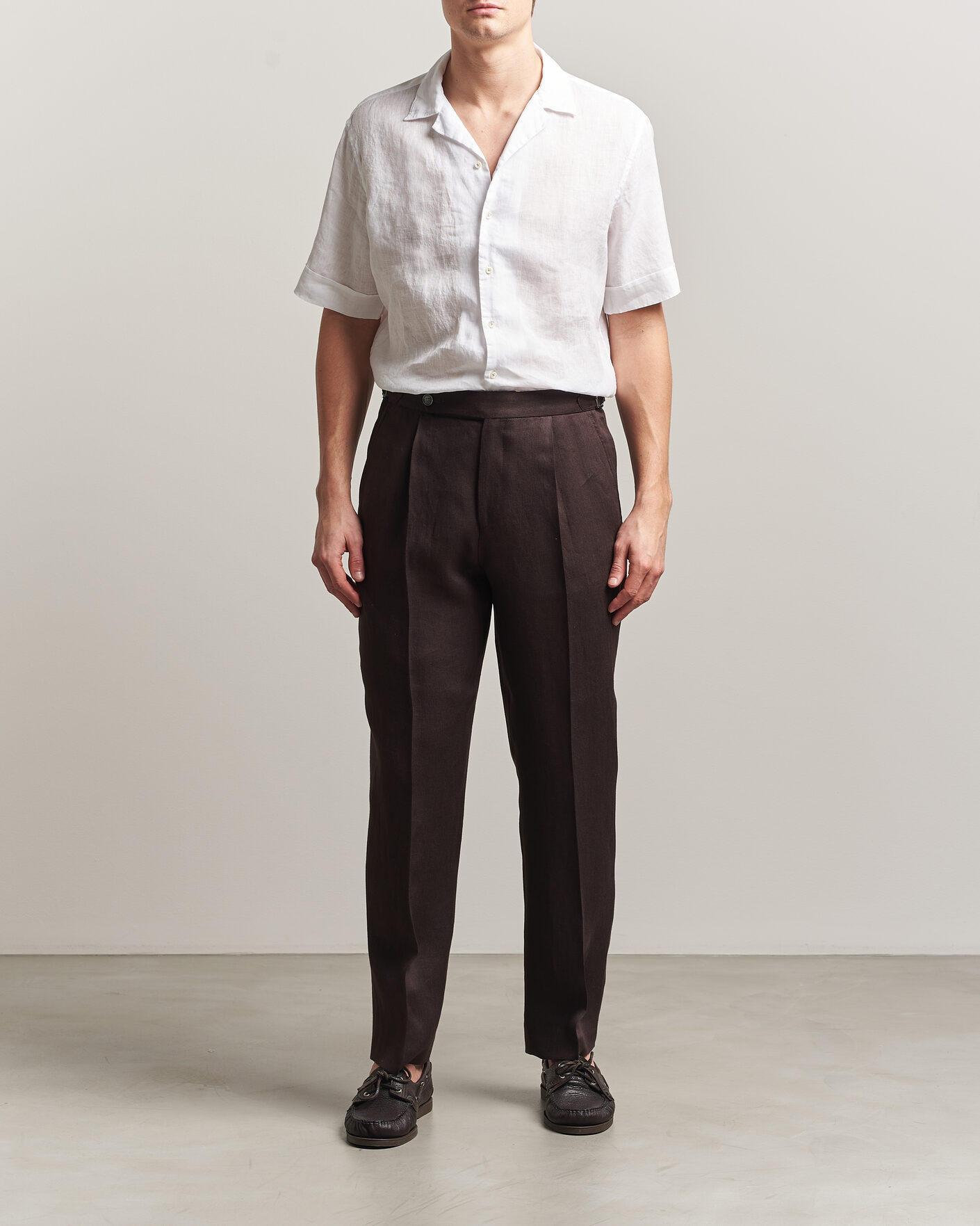 Heren | Overhemden | Stenströms | Short Sleeve Linen Shirt White