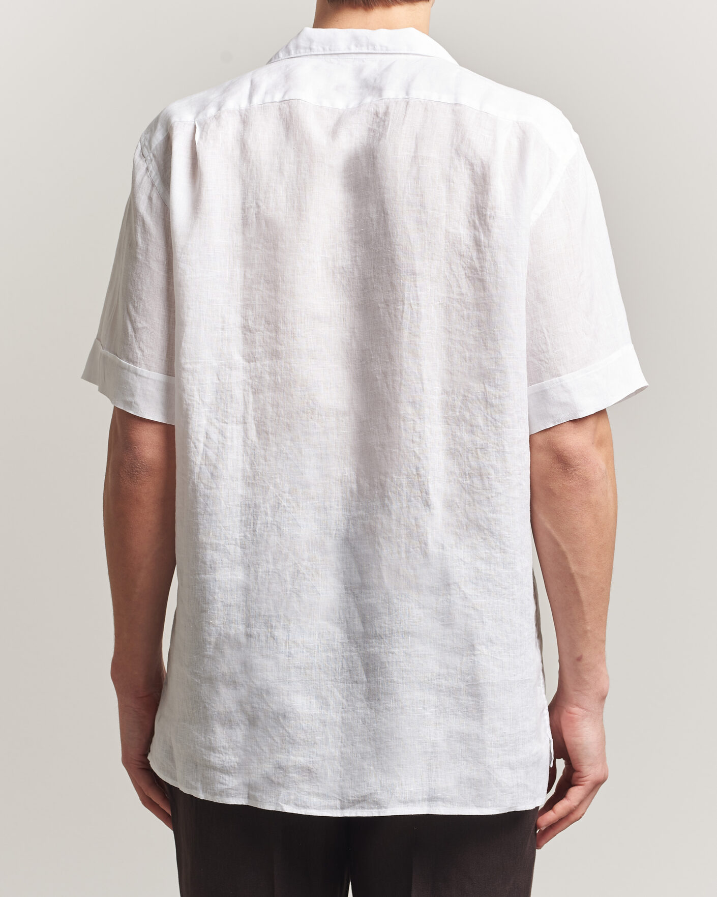 Heren | Overhemden | Stenströms | Short Sleeve Linen Shirt White