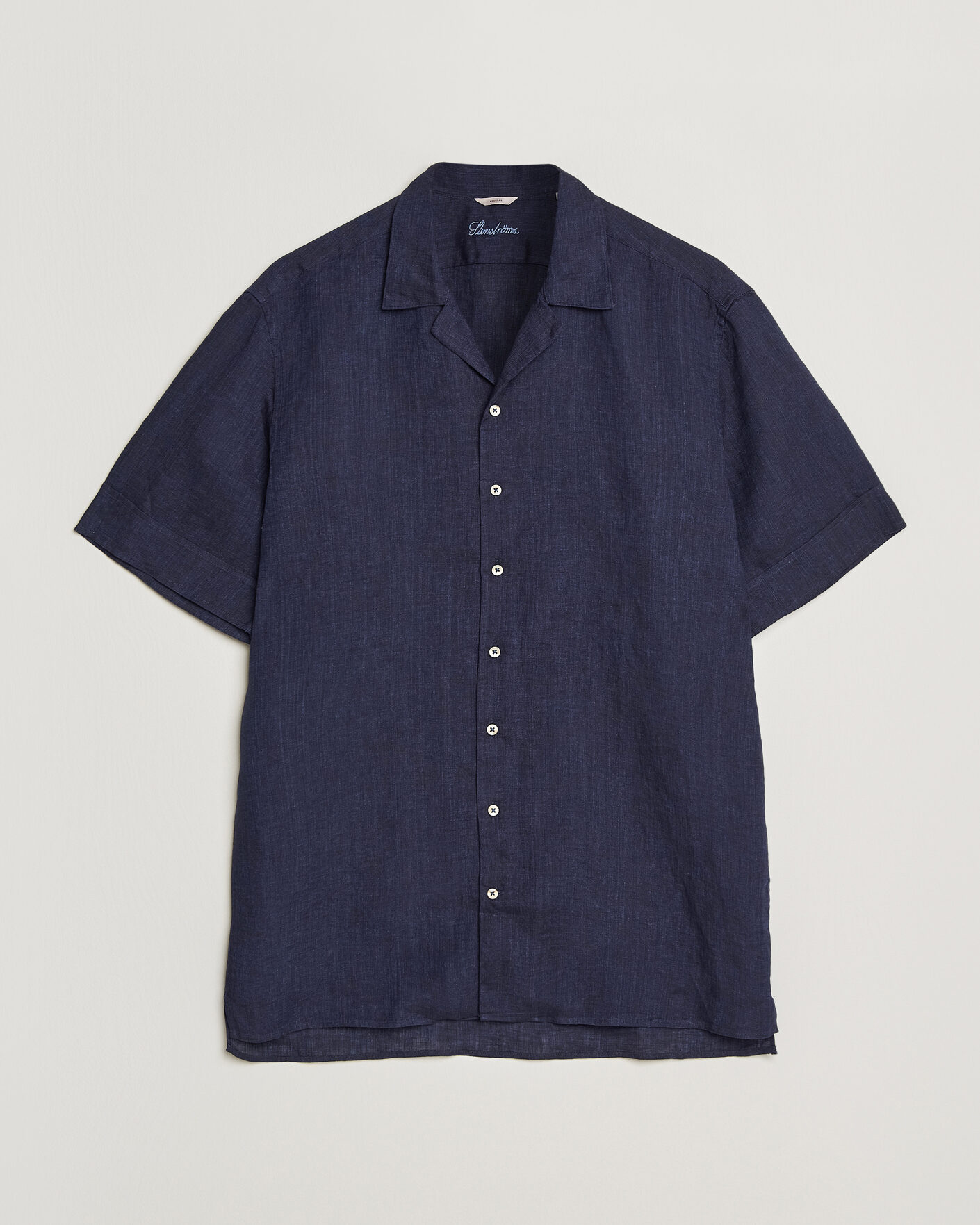 Homme | Chemises | Stenströms | Short Sleeve Linen Shirt Navy