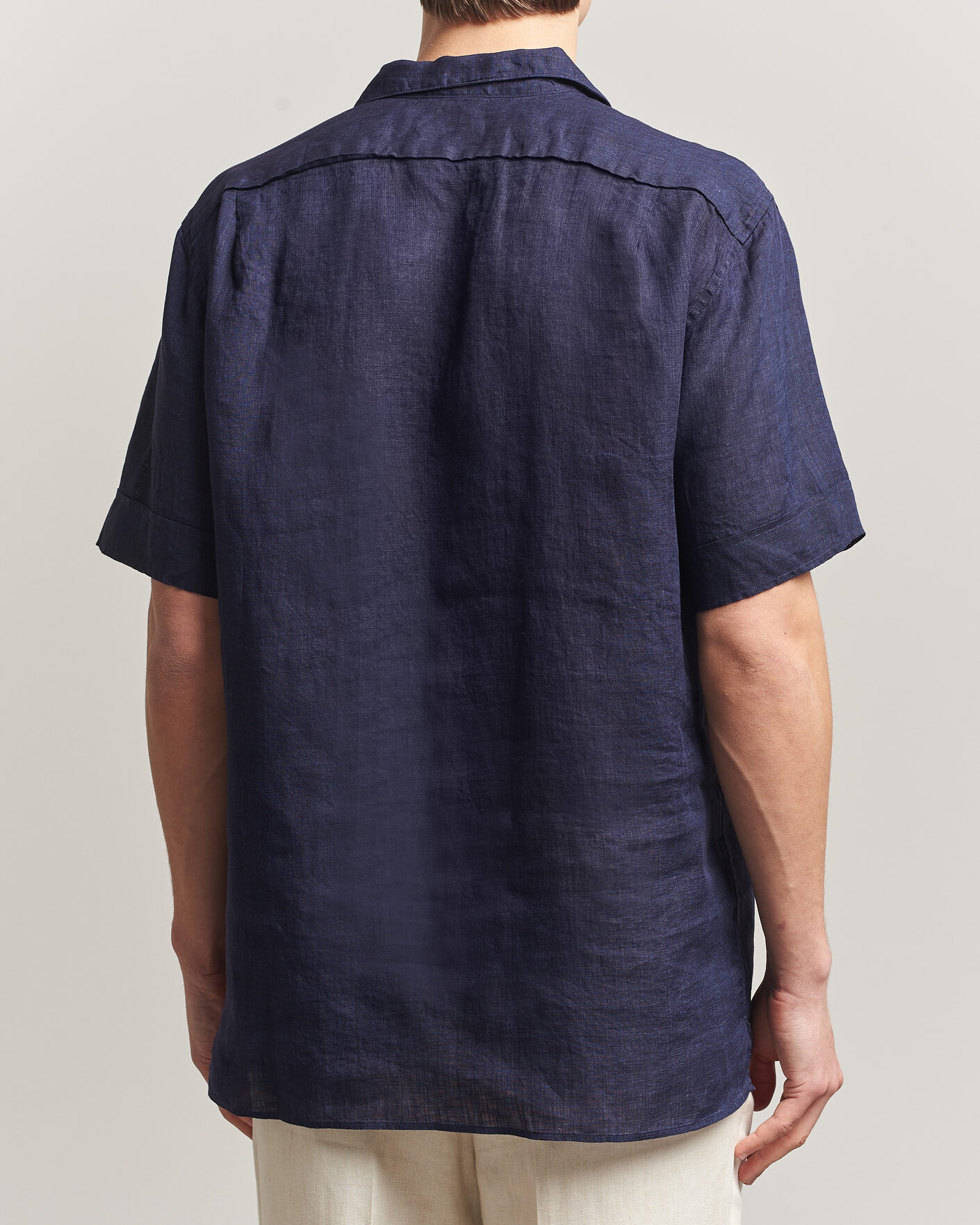 Homme | Chemises | Stenströms | Short Sleeve Linen Shirt Navy