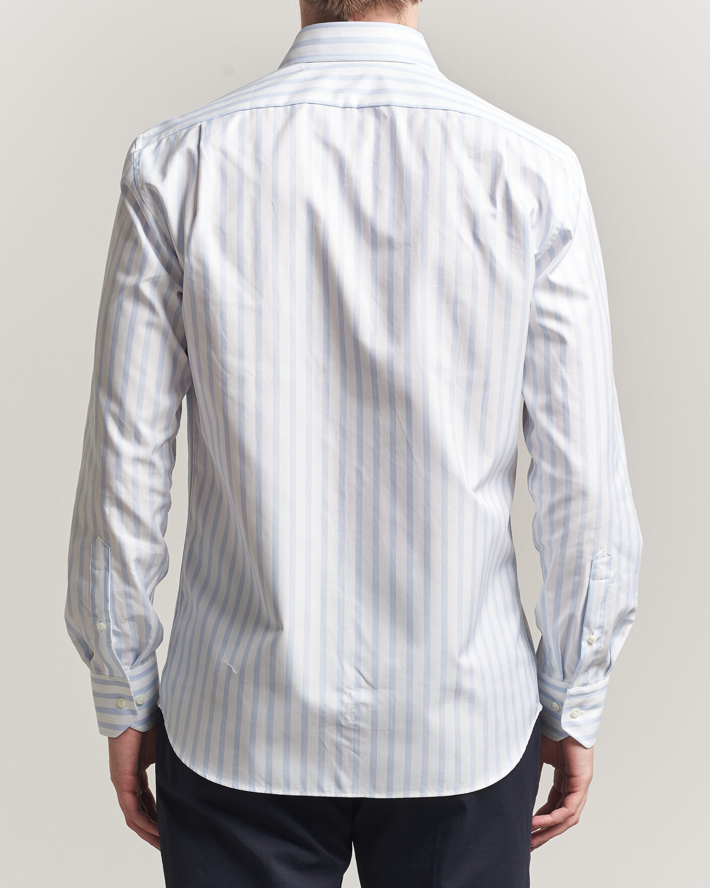Heren | Overhemden | Stenströms | Regular Wide Stripe Twill Shirt Light Blue