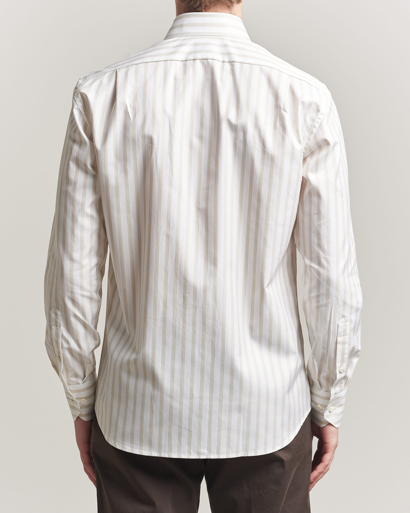 Heren | Overhemden | Stenströms | Regular Wide Stripe Twill Shirt Beige