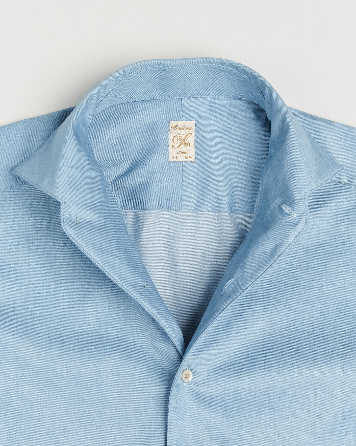 Homme | Chemises | Stenströms | 1899 Slim One Piece Washed Denim Shirt Blue