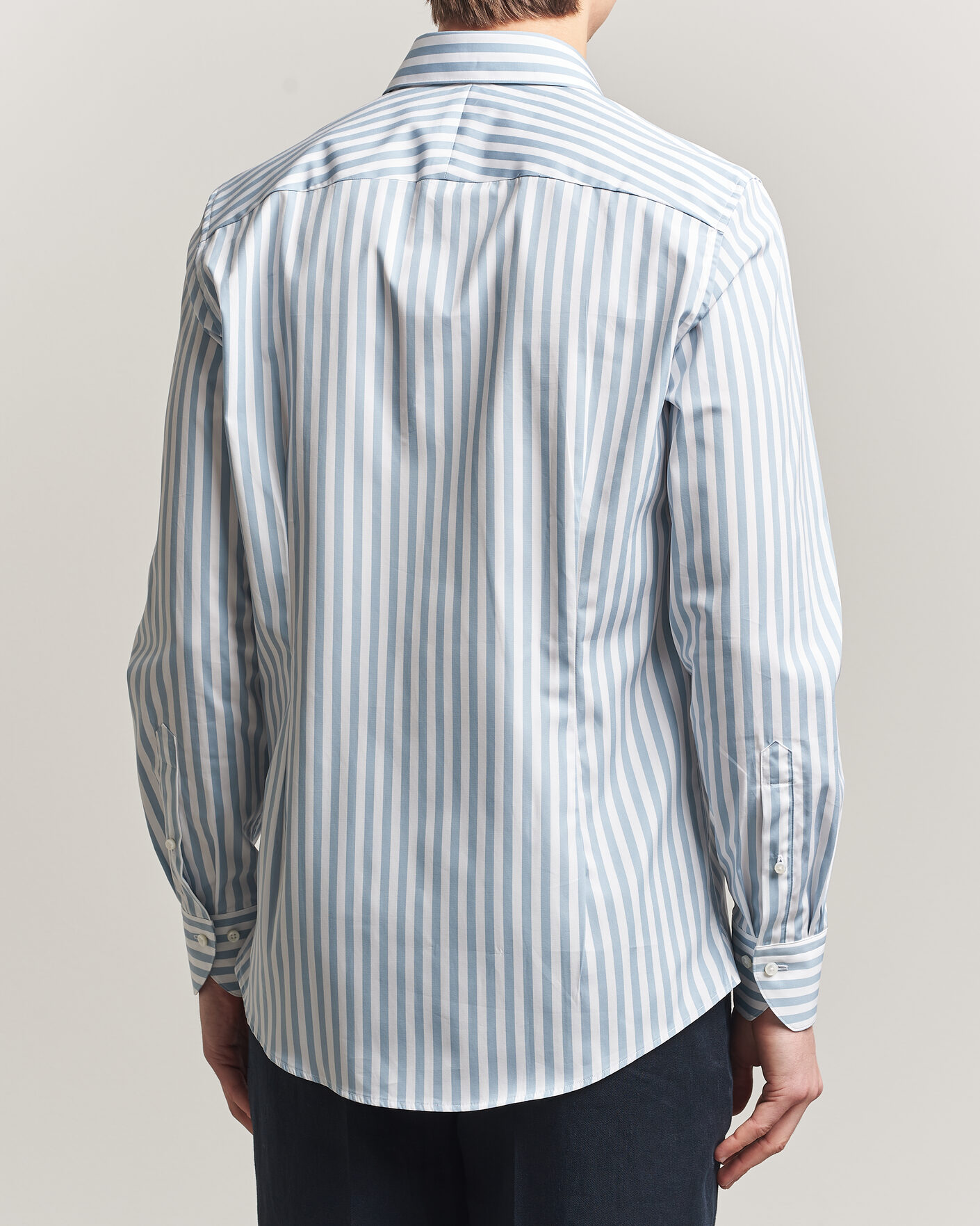 Heren | Overhemden | Stenströms | 1899 Cotton Twill Striped Shirt Blue