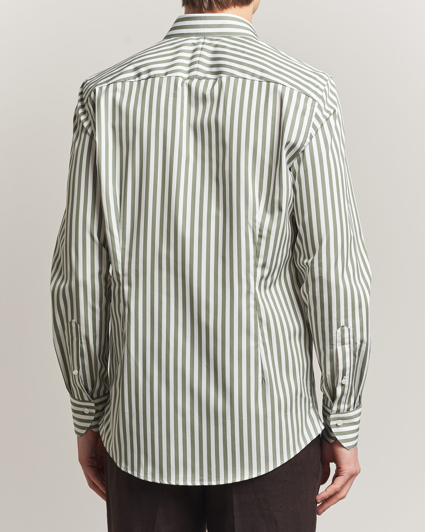 Heren | Overhemden | Stenströms | 1899 Cotton Twill Striped Shirt Green