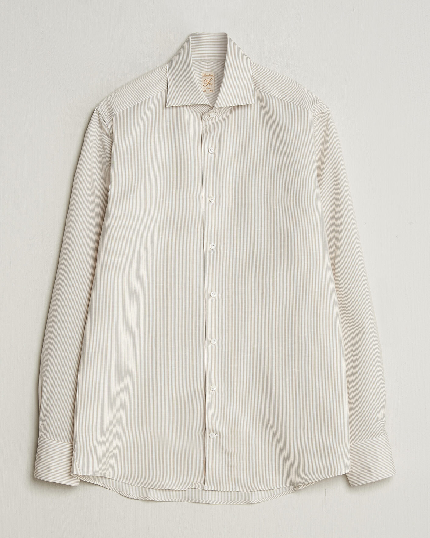 Heren | Overhemden | Stenströms | 1899 Cotton/Linen/Silk Striped Shirt Beige