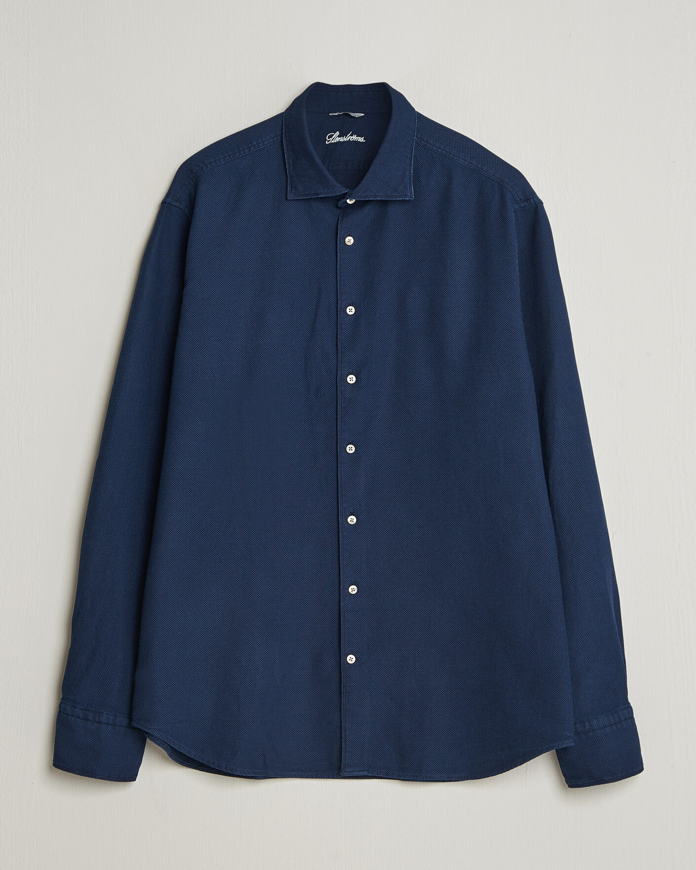 Heren | Overhemden | Stenströms | Regular Fit Structured Denim Shirt Navy