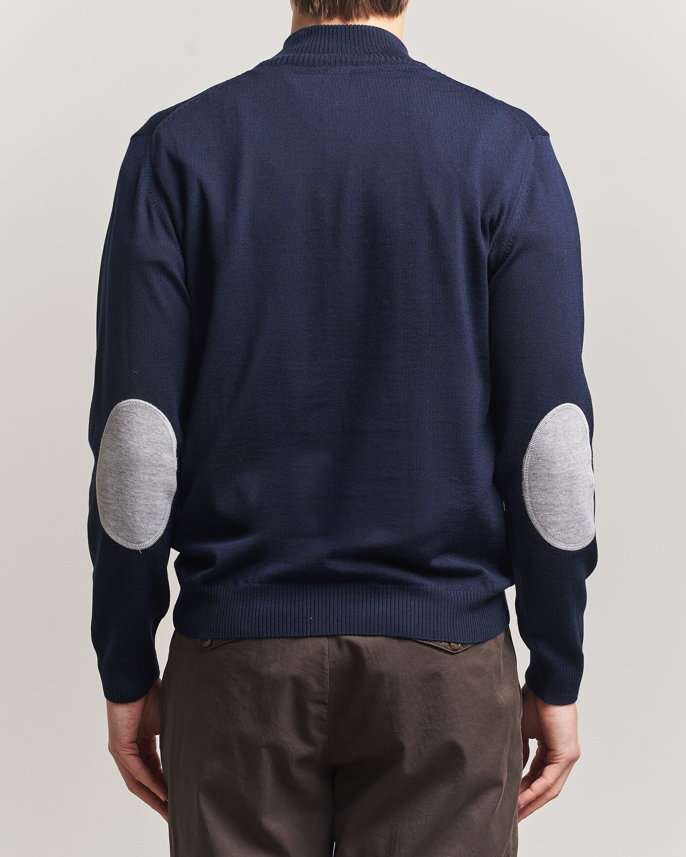Homme | Pulls Et Tricots | Stenströms | Merino Contrast Half-Zip Navy