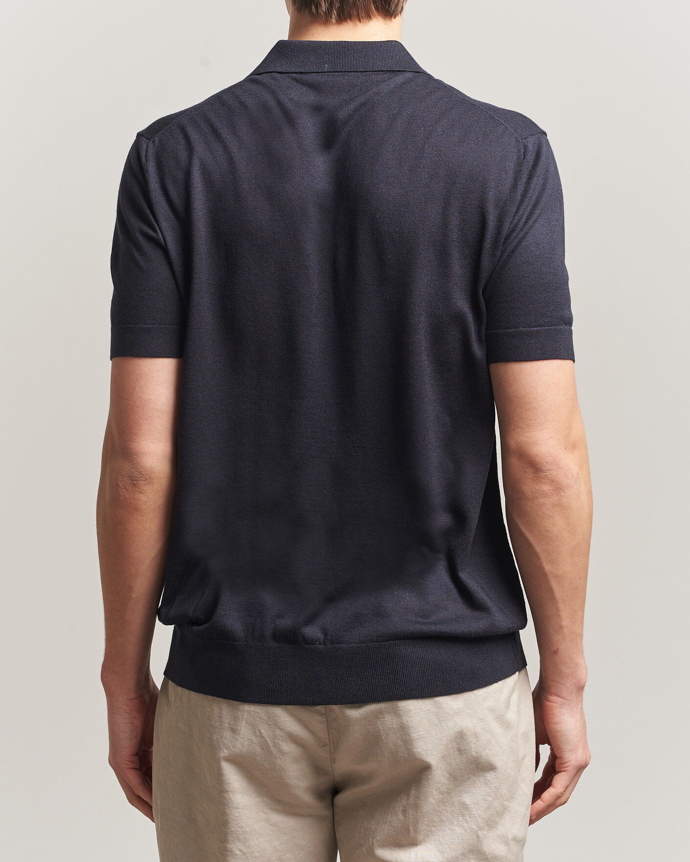 Heren | Polo's | Stenströms | Silk/Cashmere Polo Navy