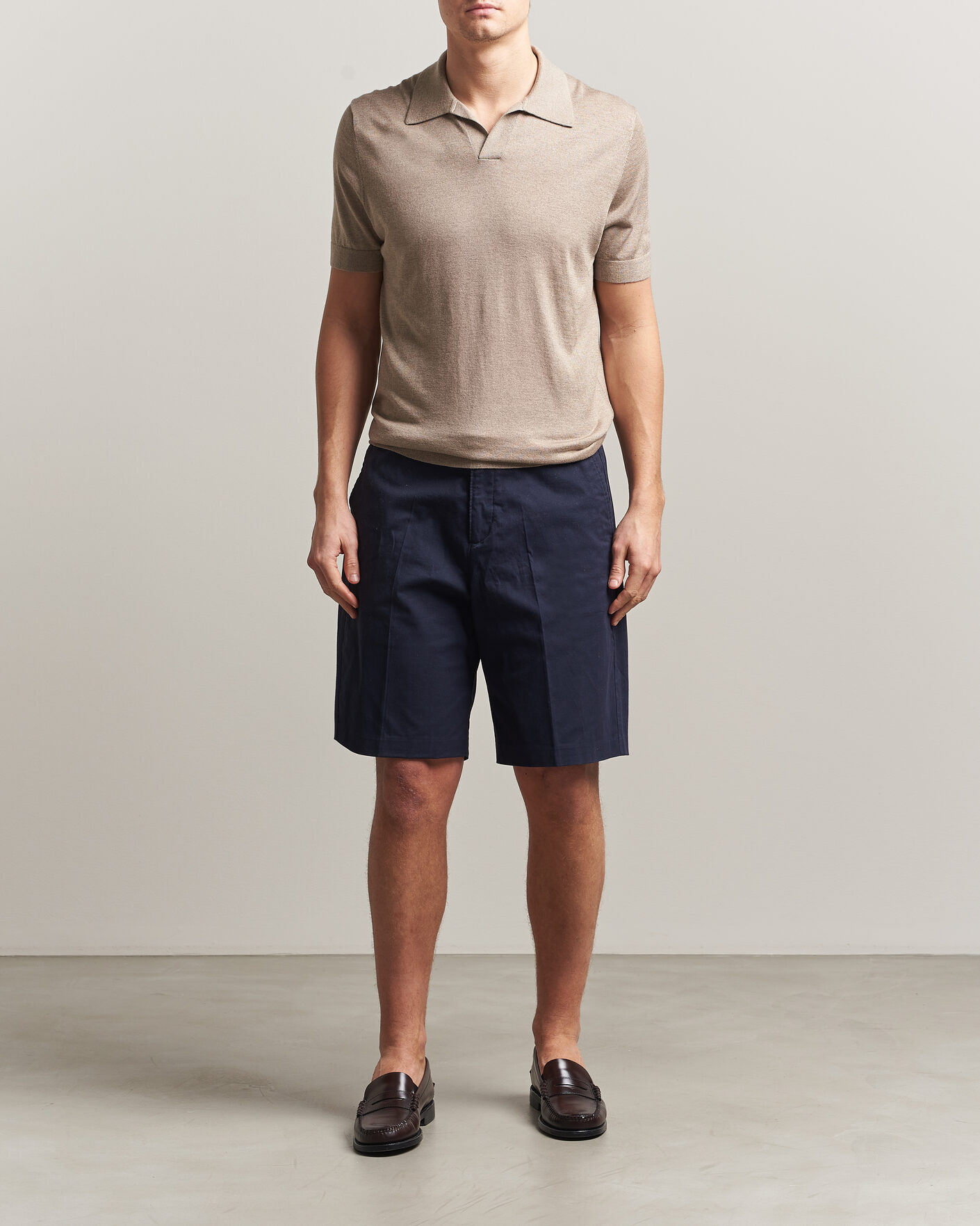 Homme | Polos | Stenströms | Silk/Cashmere Polo Taupe