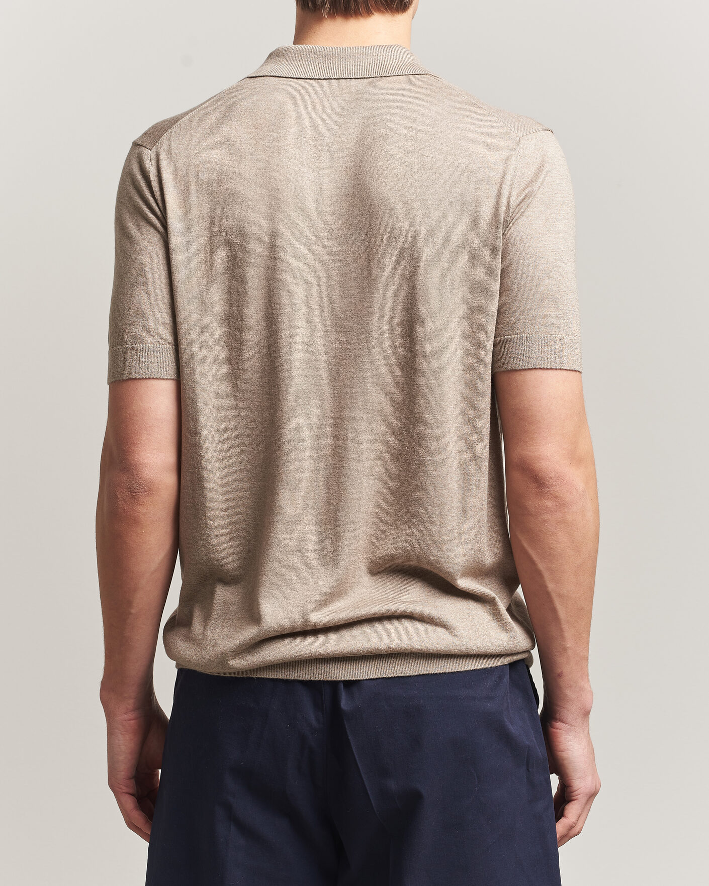 Homme | Polos | Stenströms | Silk/Cashmere Polo Taupe