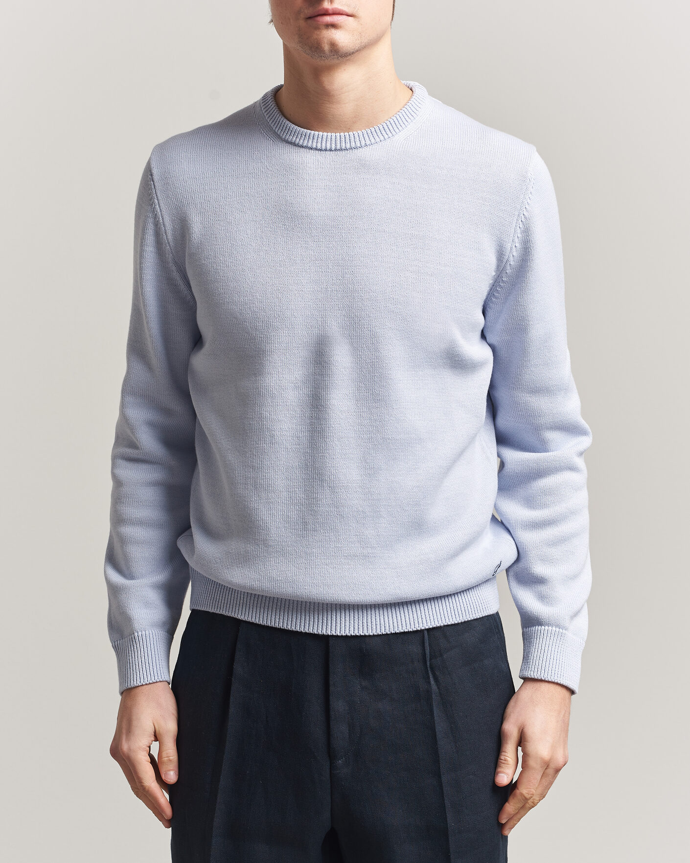 Homme | Pulls Et Tricots | Stenströms | Organic Cotton Knitted Sweater Light Blue