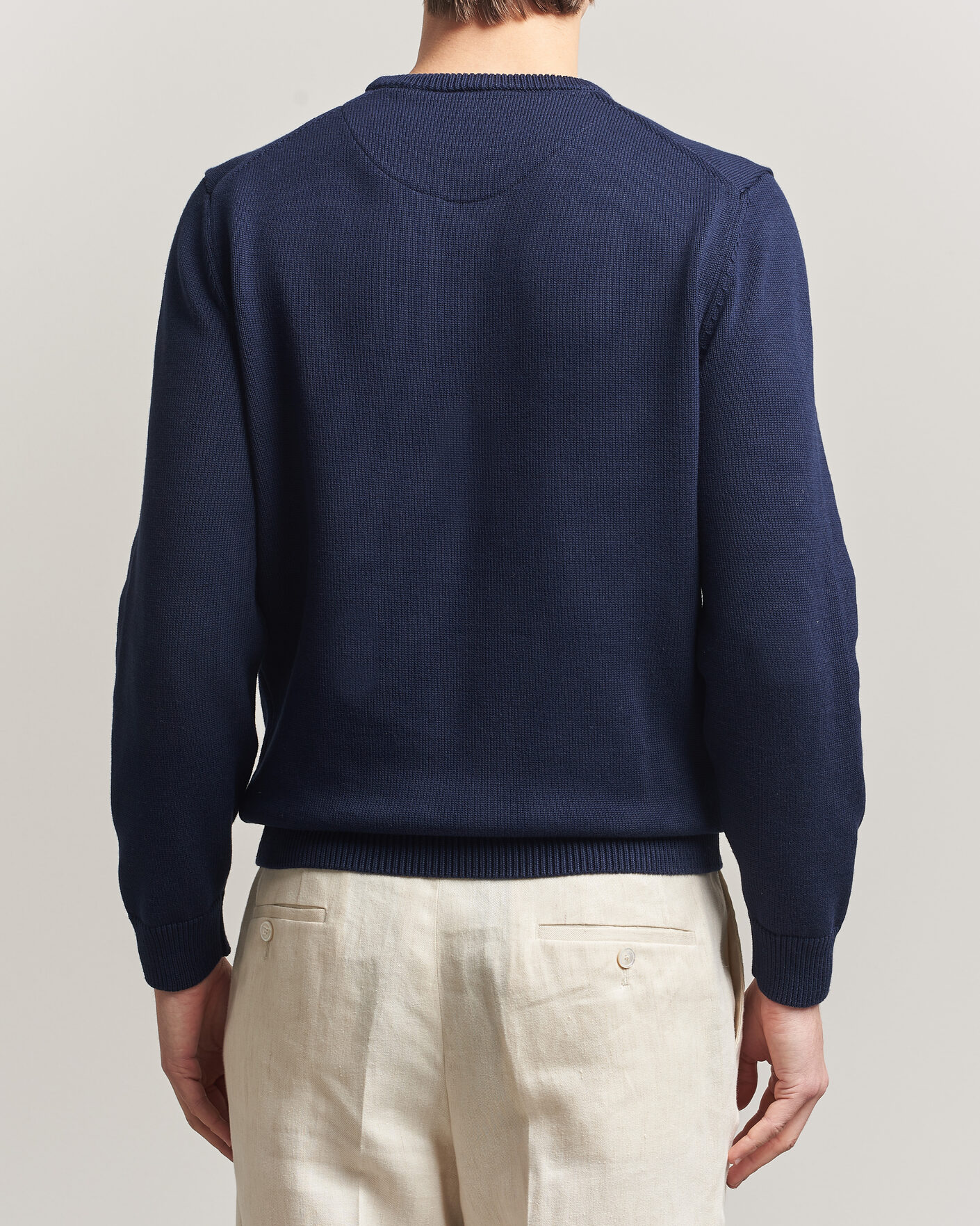 Heren | Truien | Stenströms | Organic Cotton Knitted Sweater Navy