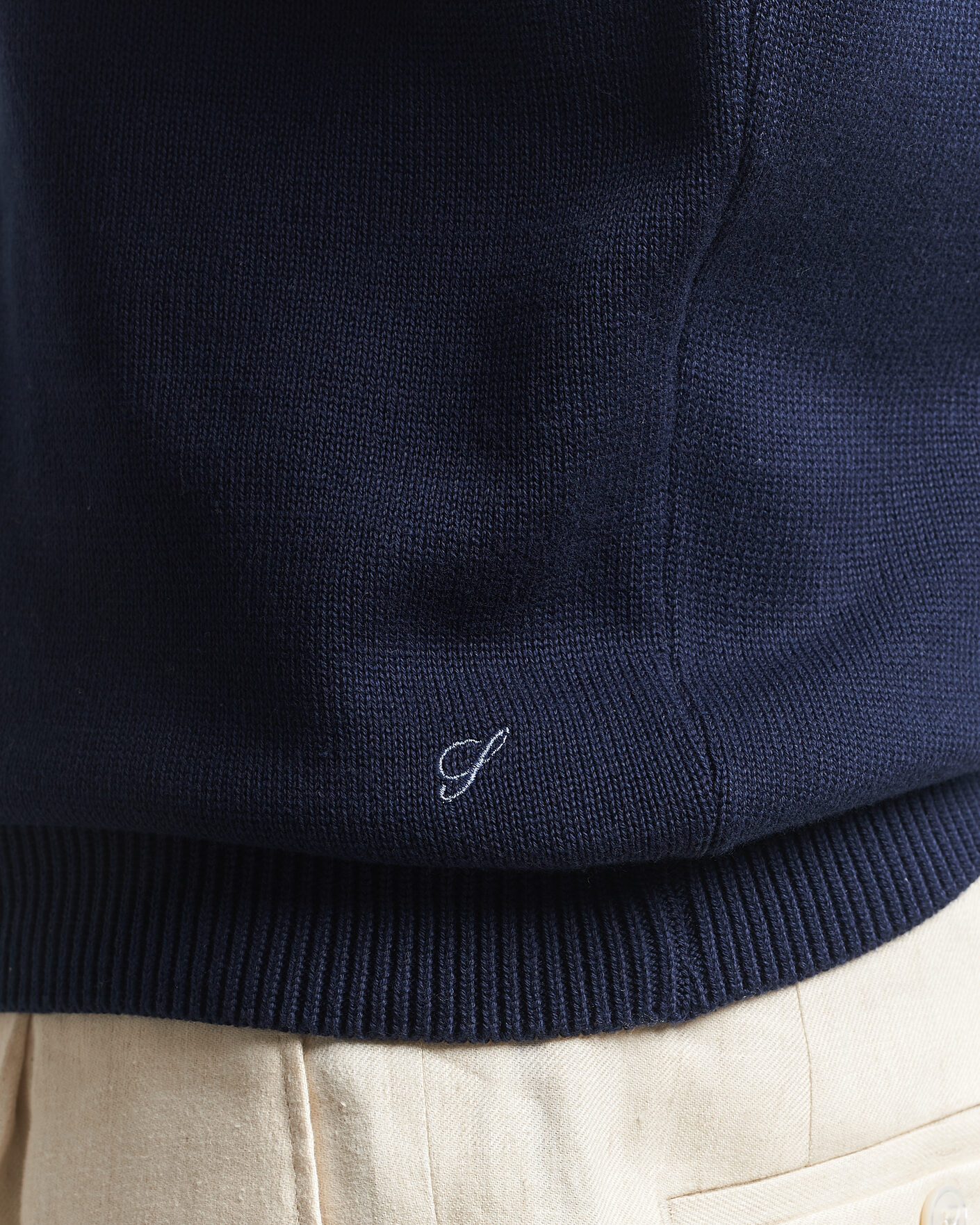 Heren | Truien | Stenströms | Organic Cotton Knitted Sweater Navy
