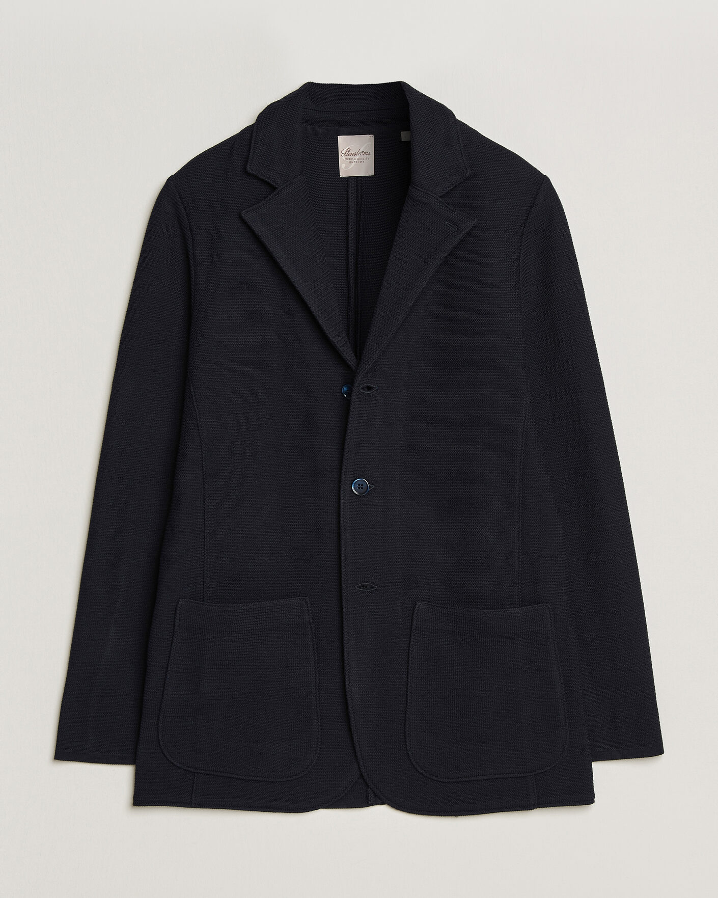 Heren | Blazers | Stenströms | Milano Knitted Textured Blazer Navy