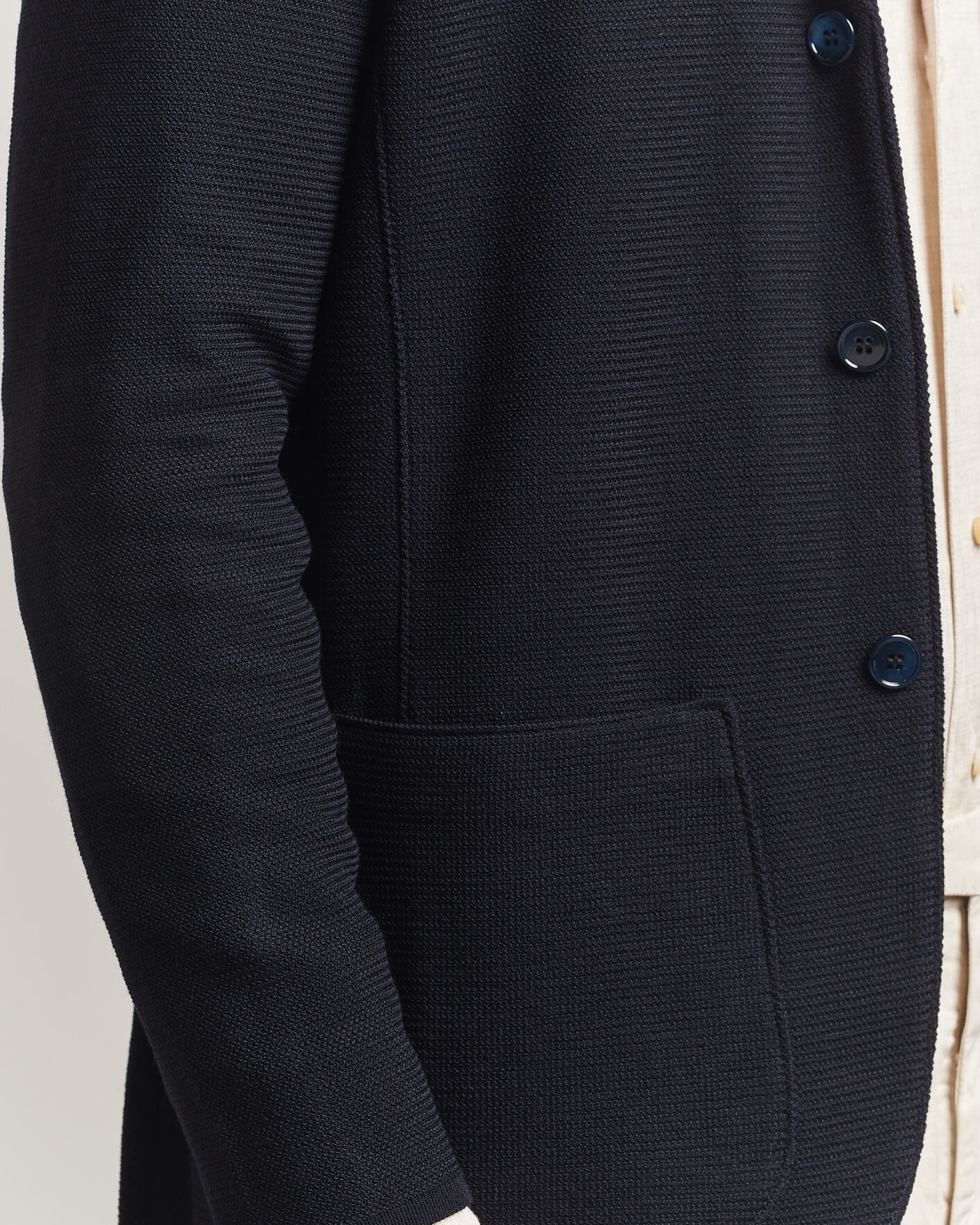 Heren | Blazers | Stenströms | Milano Knitted Textured Blazer Navy