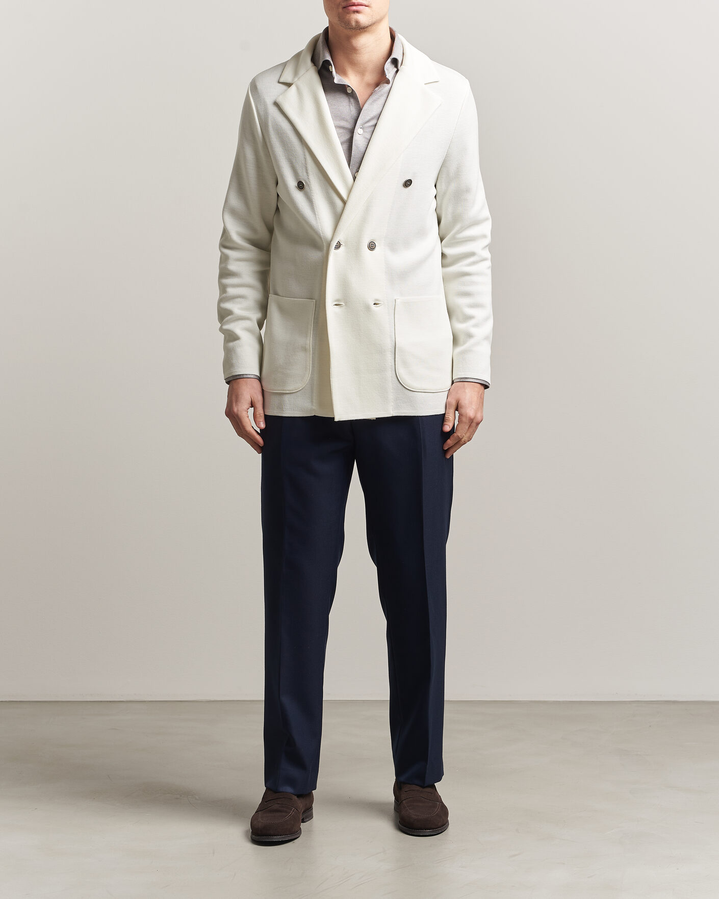 Homme | Blazers | Stenströms | Milano Knitted DB Textured Blazer White
