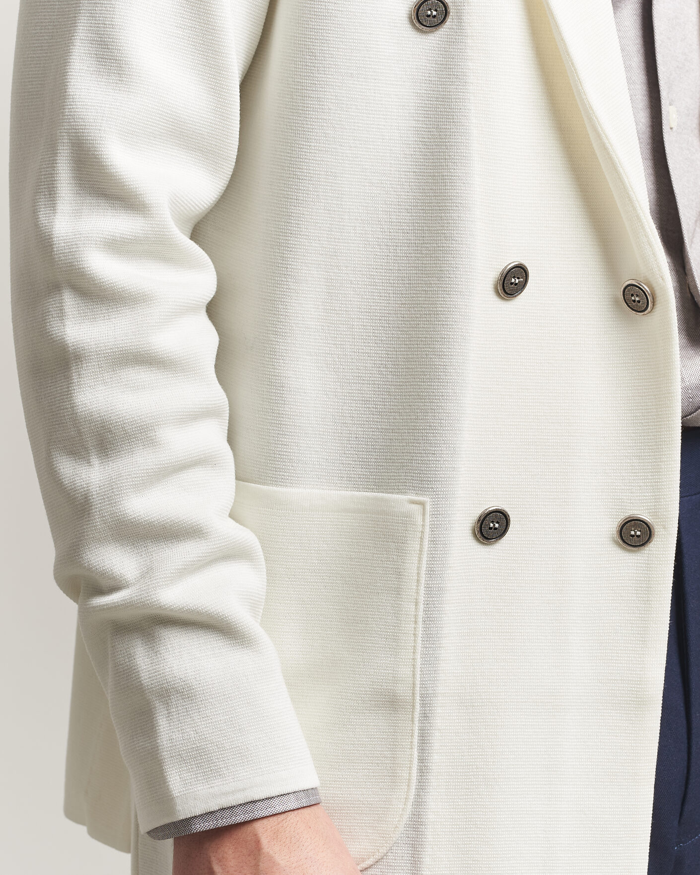 Homme | Blazers | Stenströms | Milano Knitted DB Textured Blazer White
