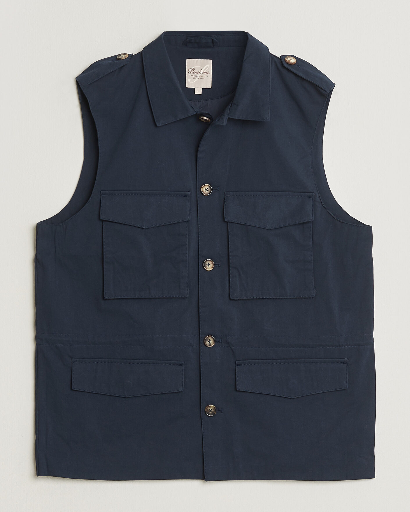 Homme | Gilets | Stenströms | Cotton  Twill Vest Navy