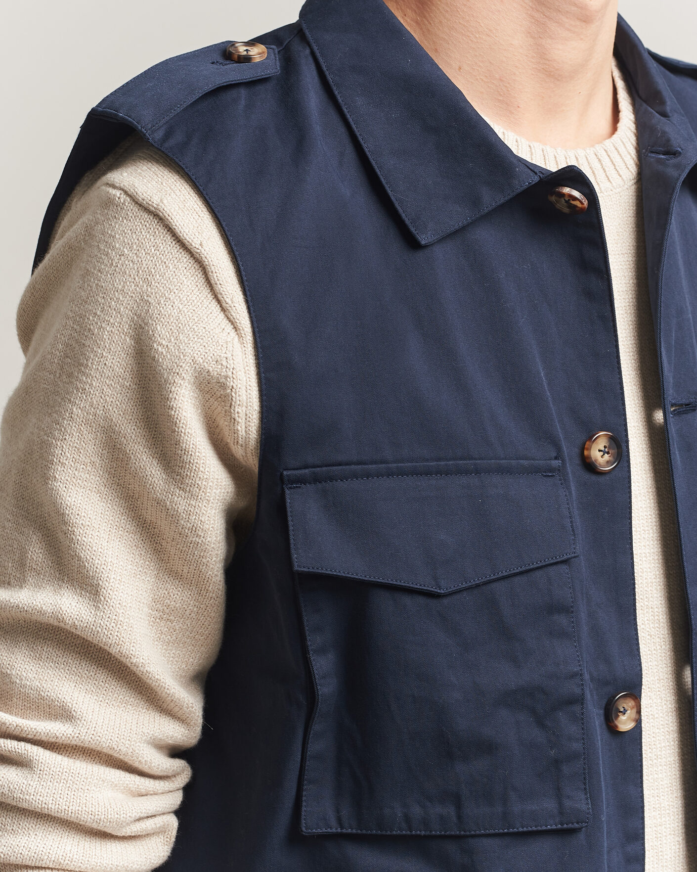 Heren | Gilets | Stenströms | Cotton Twill Vest Navy