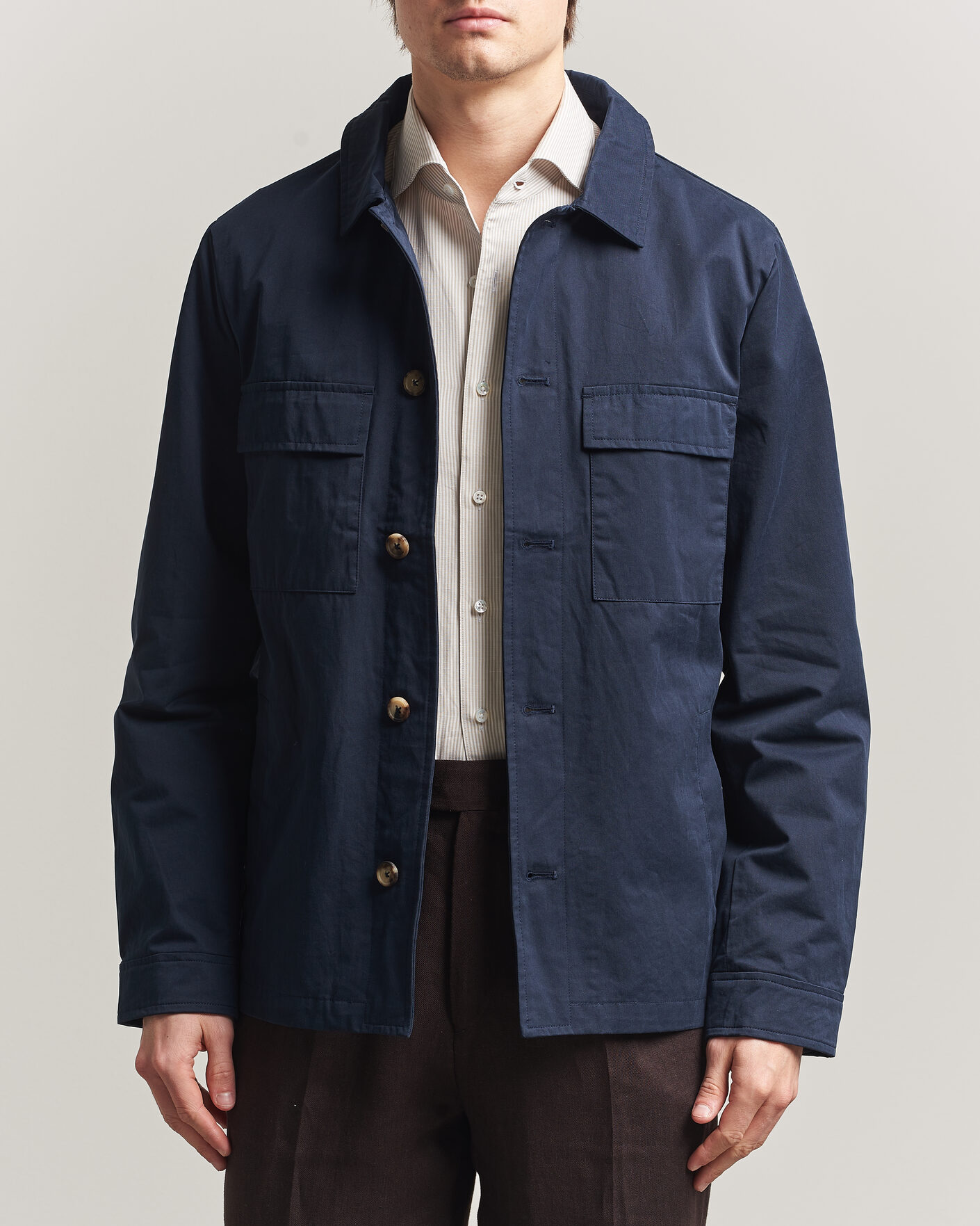 Heren | Jassen | Stenströms | Cotton Twill Overshirt Navy
