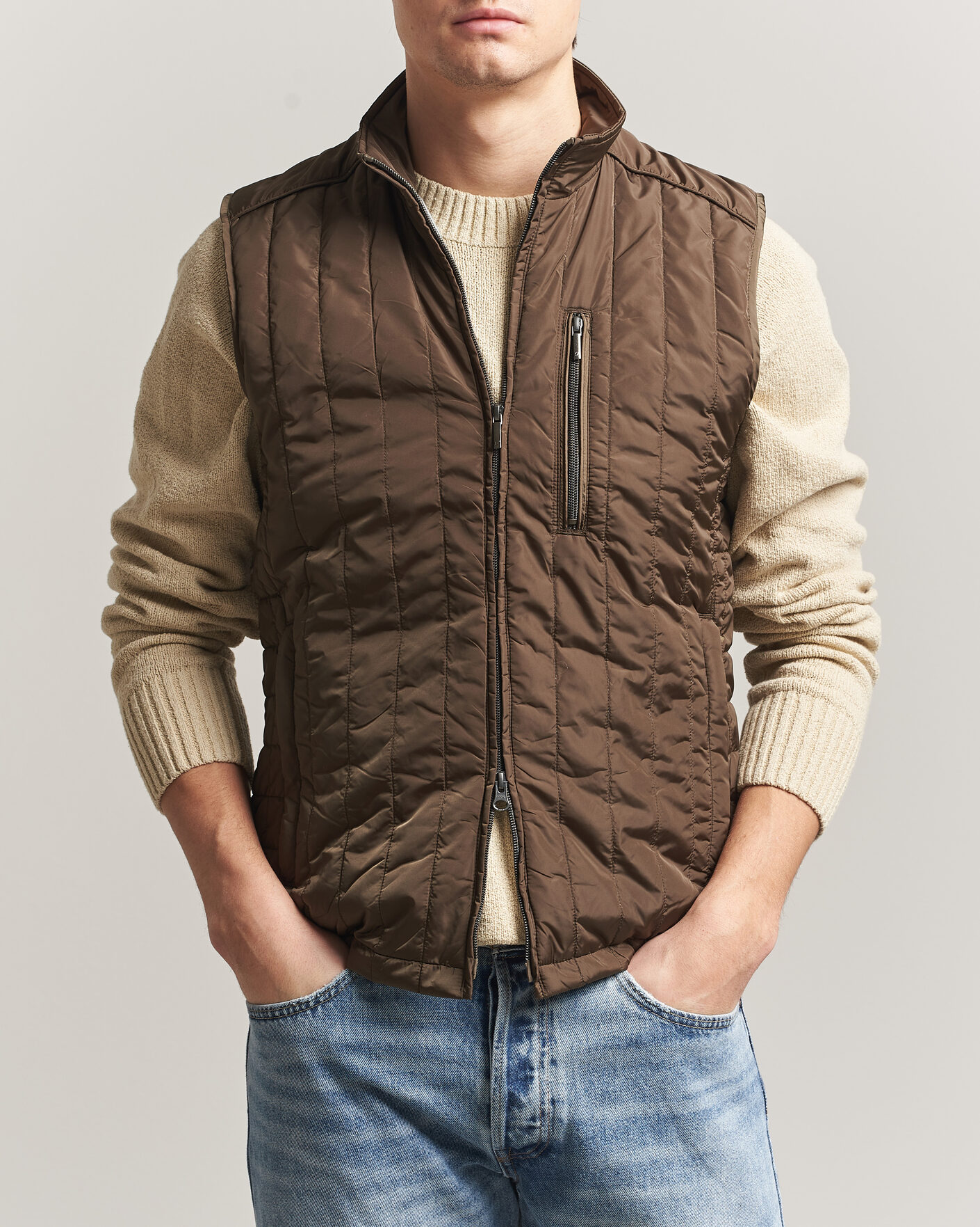 Homme | Gilets | Stenströms | Nylon Quilted Light Padded Vest Olive