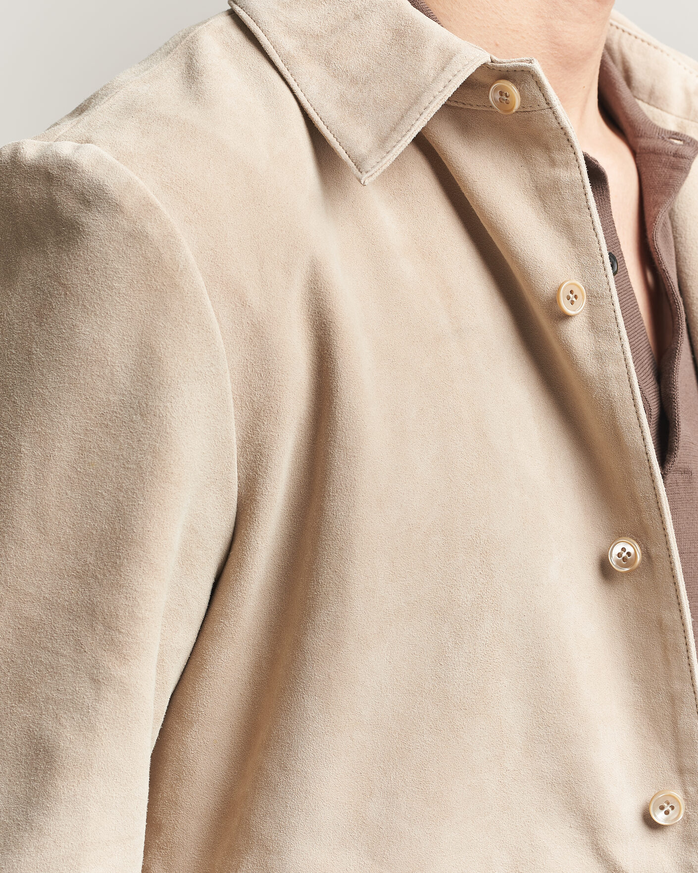 Homme | Manteaux Et Vestes | Stenströms | Suede Overshirt Beige