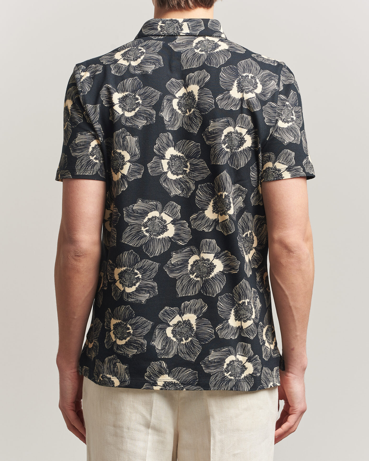 Heren | Polo's | Stenströms | Printed Cotton Polo Black