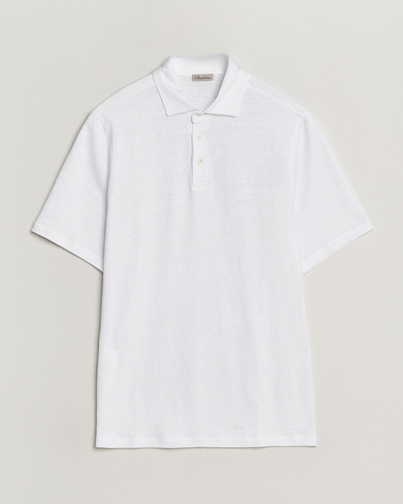 Heren | Polo's | Stenströms | Linen Polo Shirt White