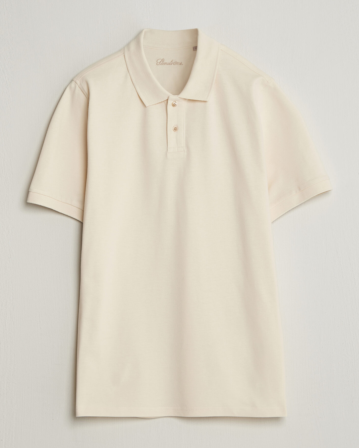 Heren | Polo's | Stenströms | Organic Cotton Piquet Polo Shirt Beige