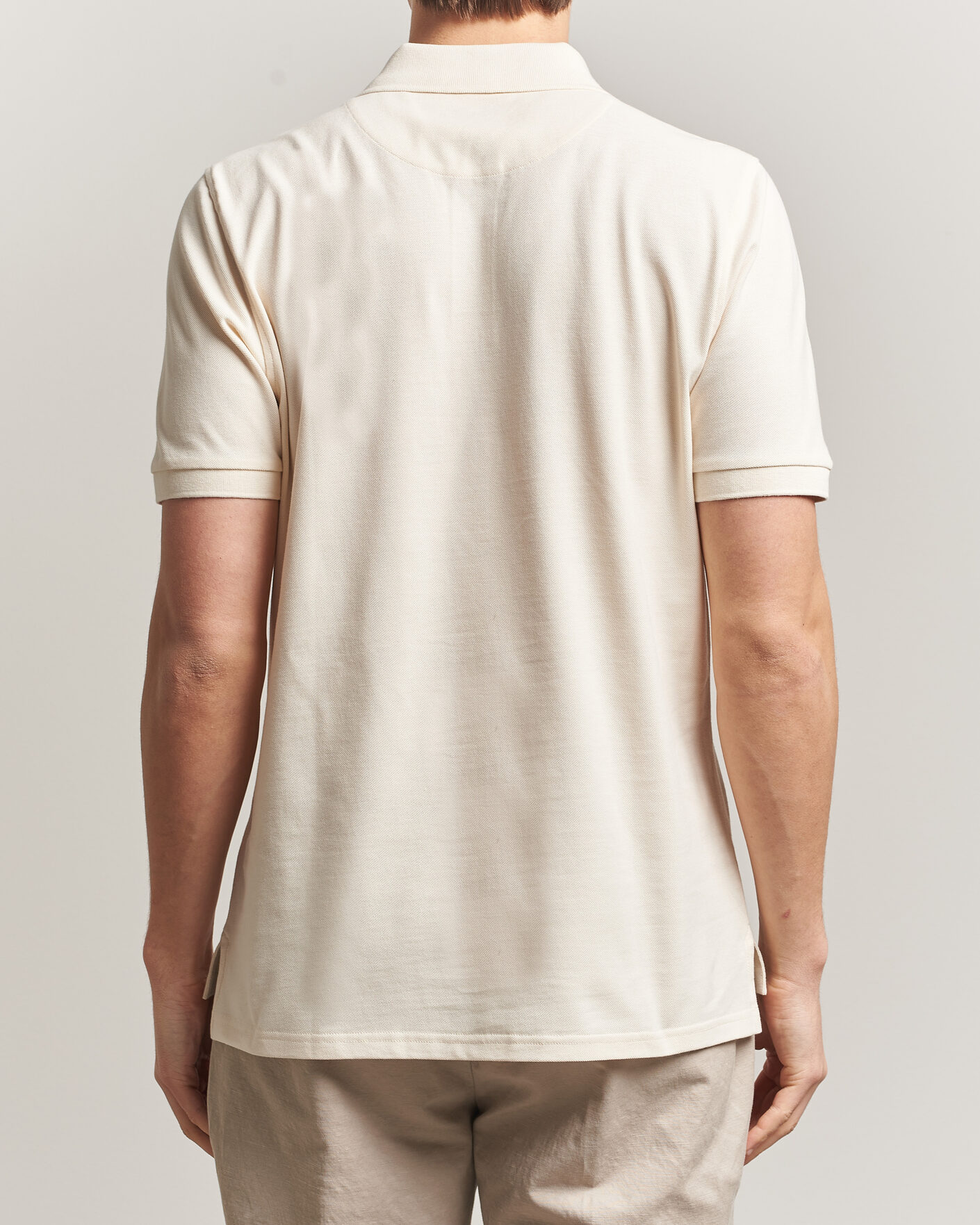Heren | Polo's | Stenströms | Organic Cotton Piquet Polo Shirt Beige