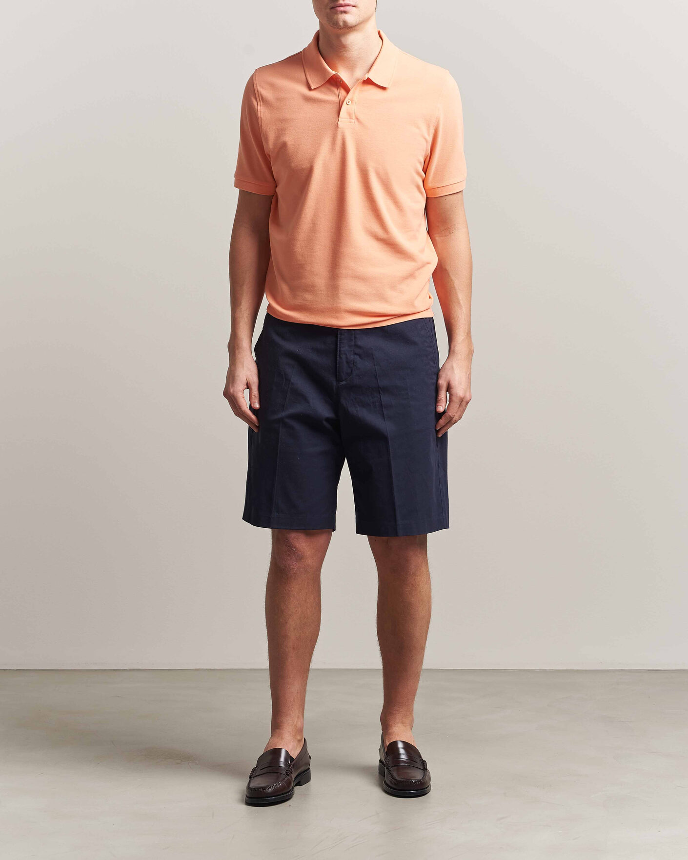Homme | Polos | Stenströms | Organic Cotton Piquet Polo Shirt Mandarin