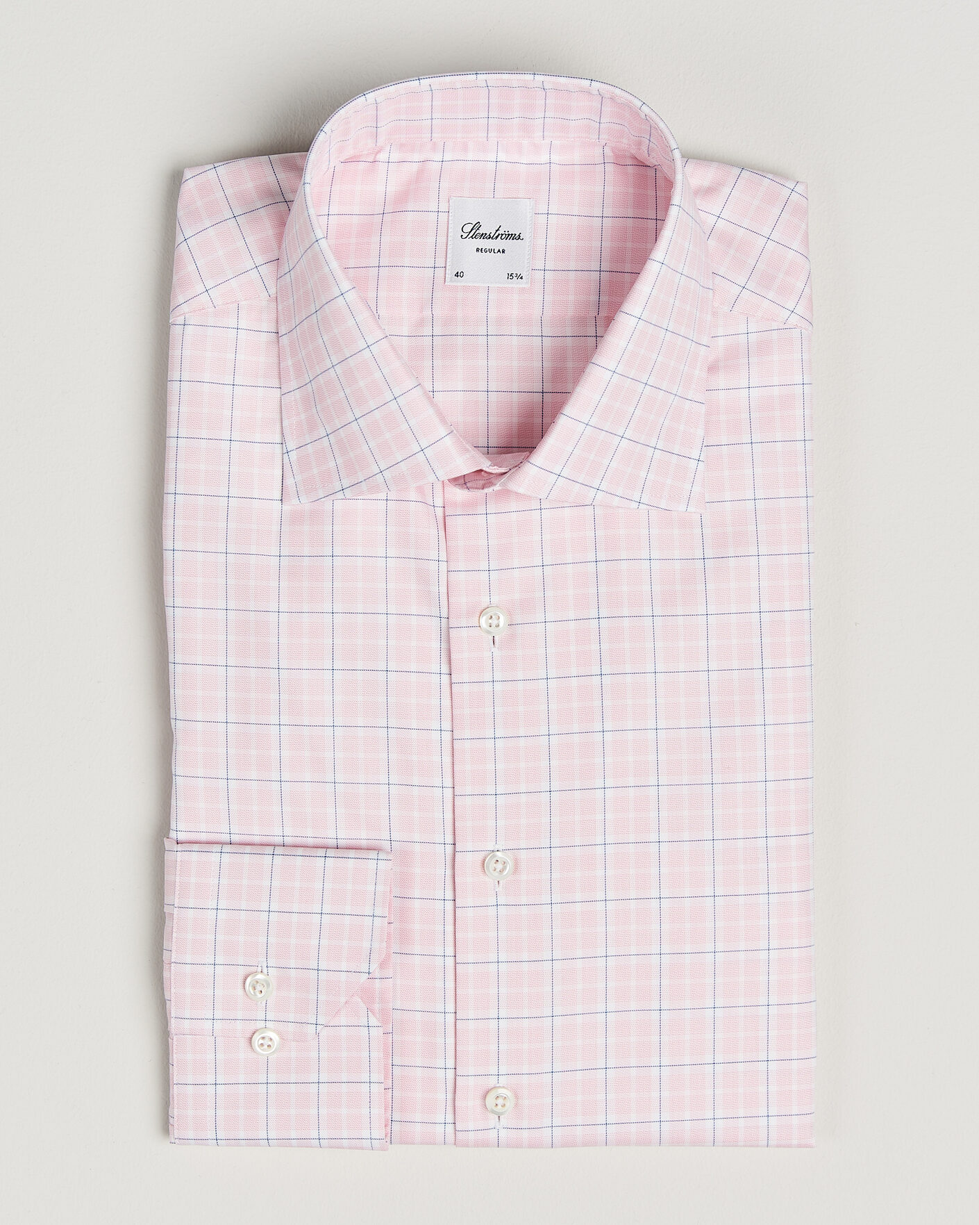 Homme | Chemises | Stenströms | Regular Fit Over Check Cotton Shirt Pink