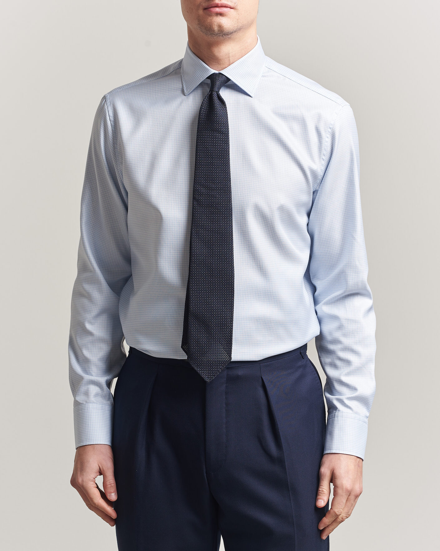 Homme | Chemises | Stenströms | Regular Fit Micro Structure Shirt Light Blue