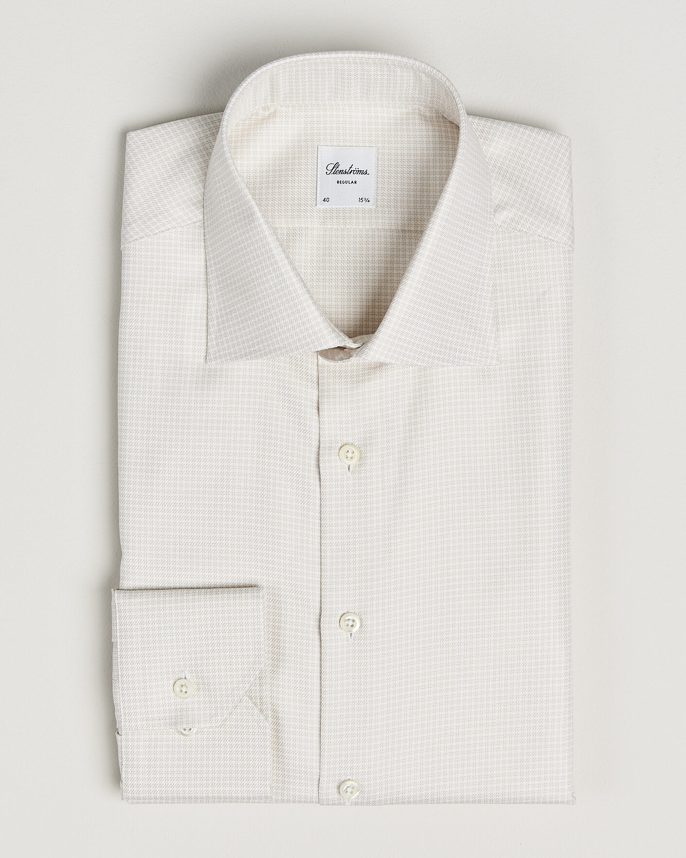 Heren | Overhemden | Stenströms | Regular Fit Micro Structure Shirt Beige