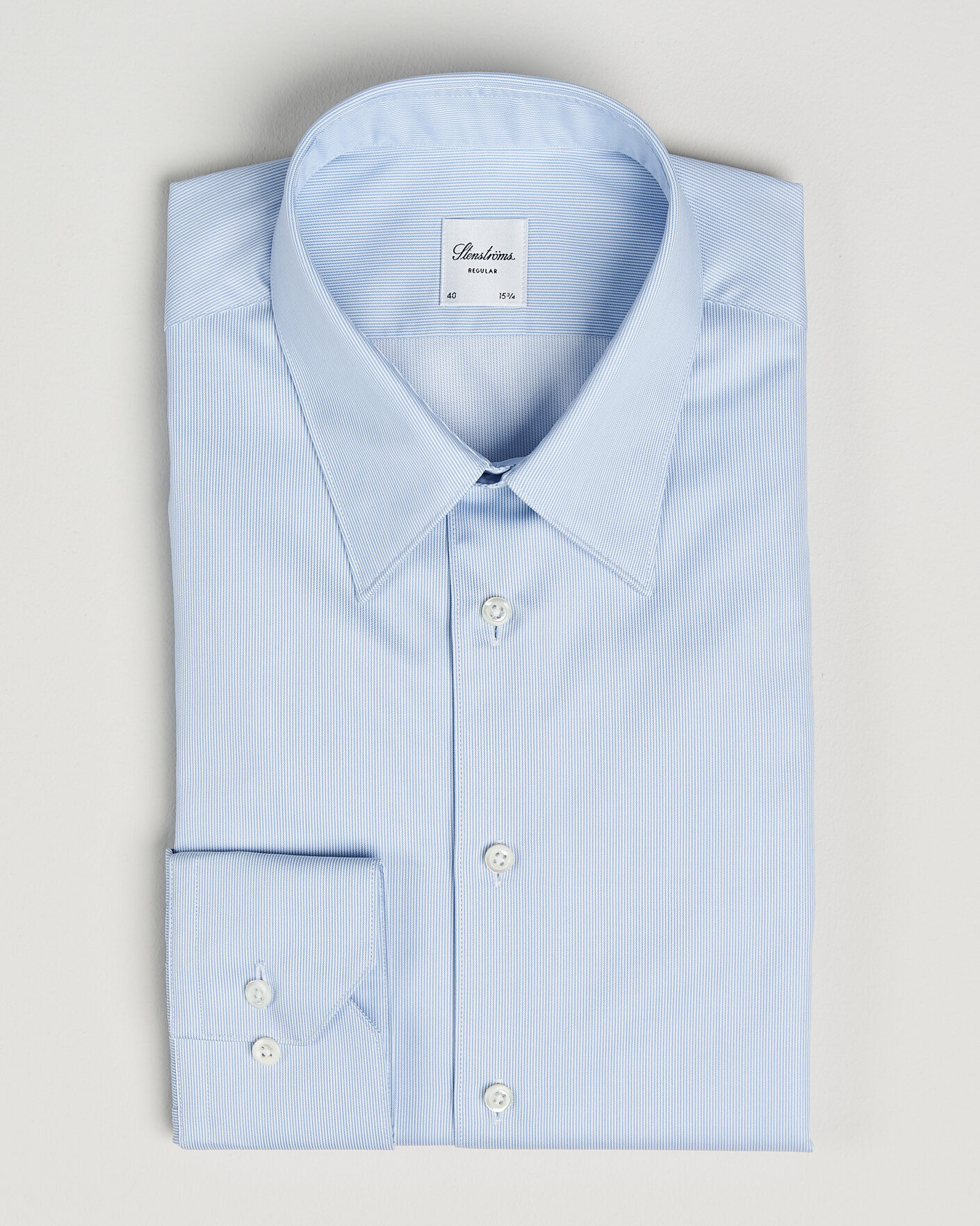 Homme | Chemises | Stenströms | Regular Fit Thin Stripe Pointed Collar Shirt Blue
