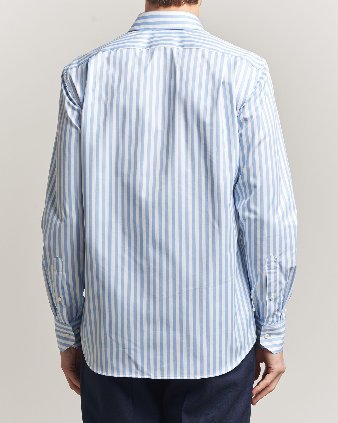 Heren | Overhemden | Stenströms | Regular Fit Striped Pointed Collar Shirt Blue