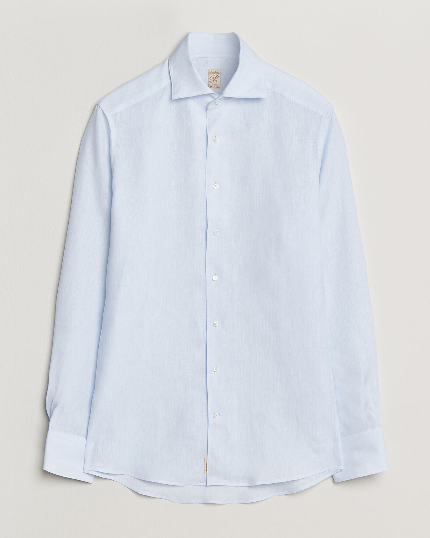 Homme | Chemises | Stenströms | 1899 Linen One Piece Collar Shirt Light Blue