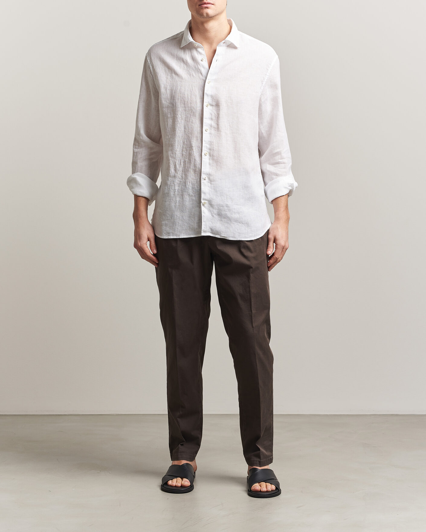 Homme | Chemises | Stenströms | Regular Fit Cut Away Linen Shirt White