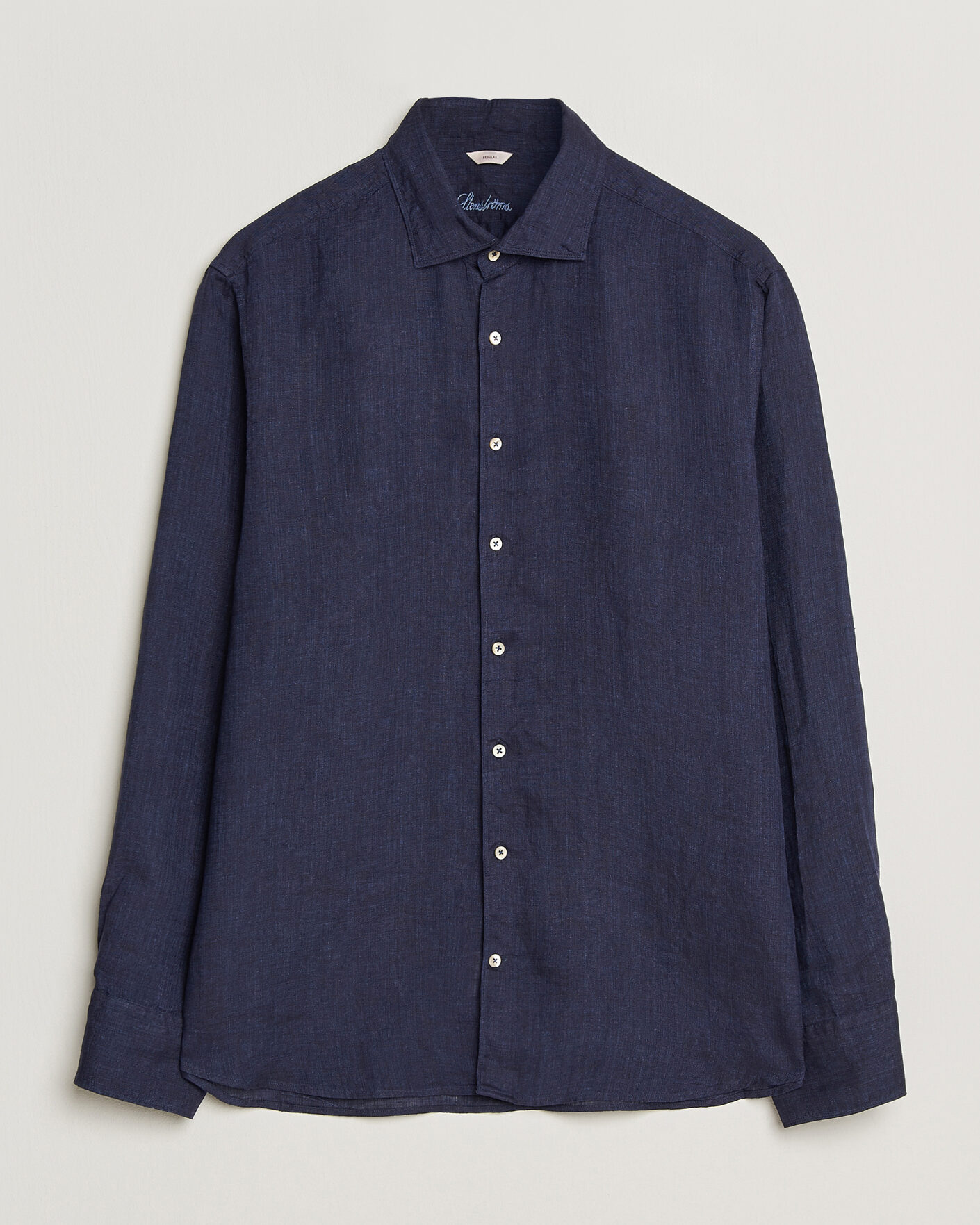 Homme | Chemises | Stenströms | Regular Fit Cut Away Linen Shirt Navy