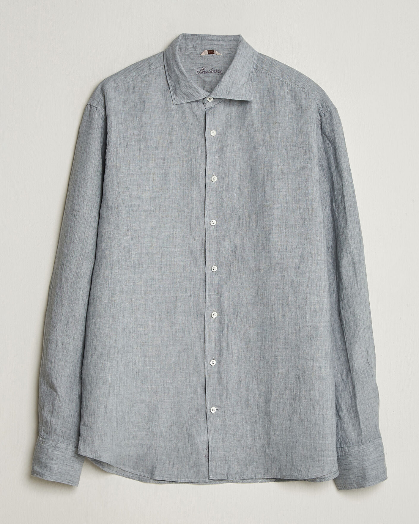 Heren | Overhemden | Stenströms | Regular Fit Cut Away Linen Shirt Grey