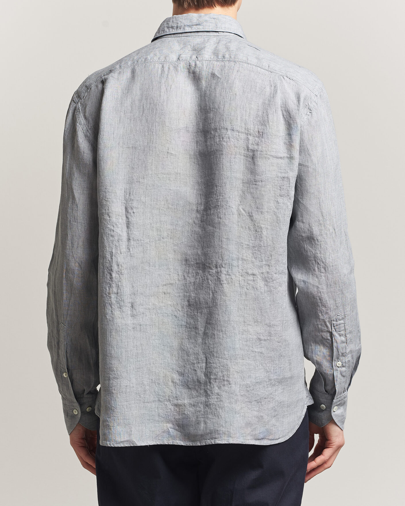 Heren | Overhemden | Stenströms | Regular Fit Cut Away Linen Shirt Grey