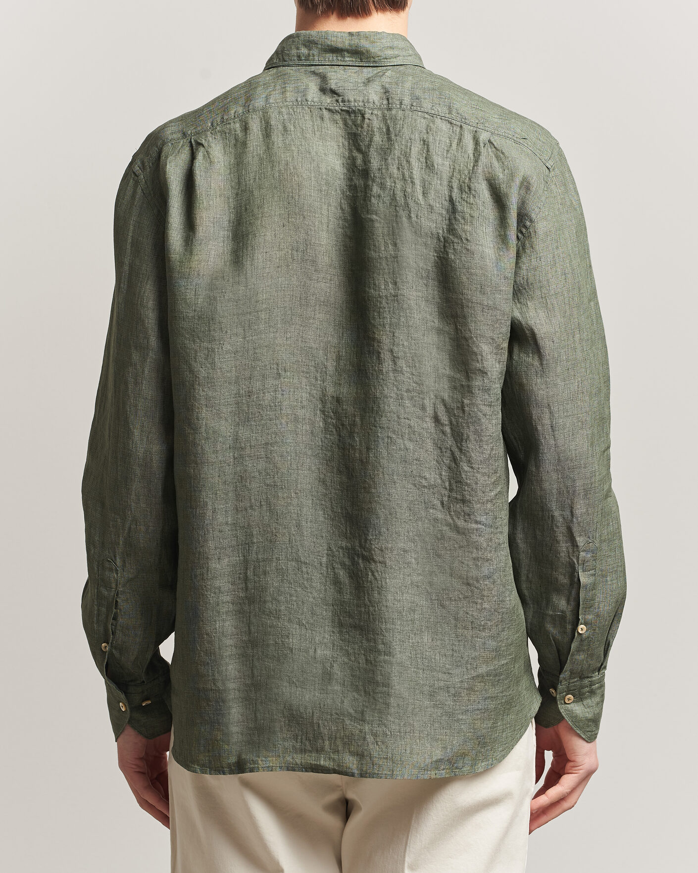 Homme | Chemises | Stenströms | Regular Fit Cut Away Linen Shirt Green