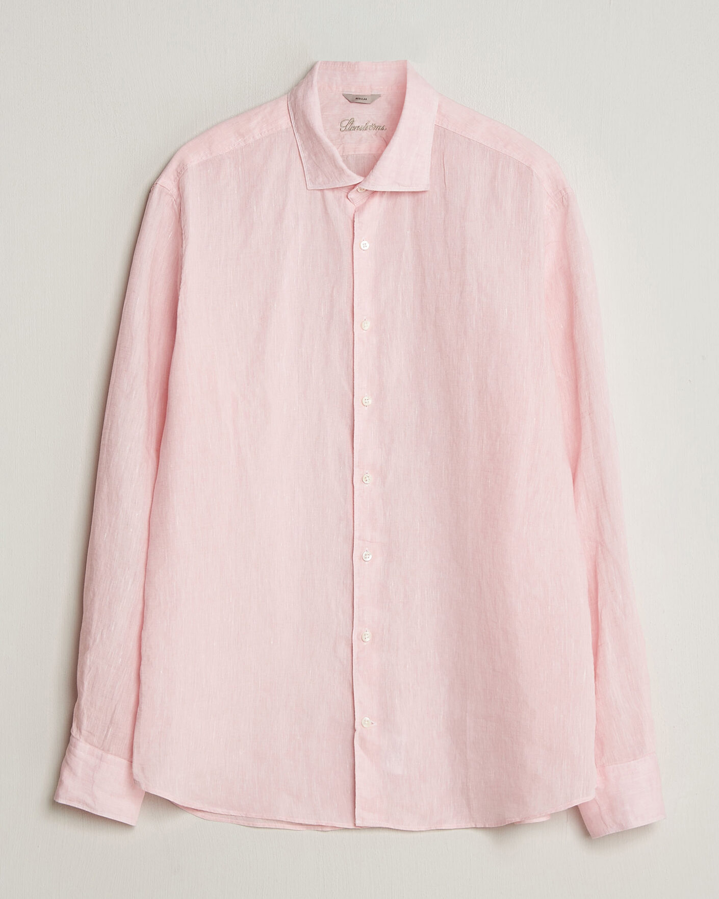 Heren | Overhemden | Stenströms | Regular Fit Cut Away Linen Shirt Soft Pink