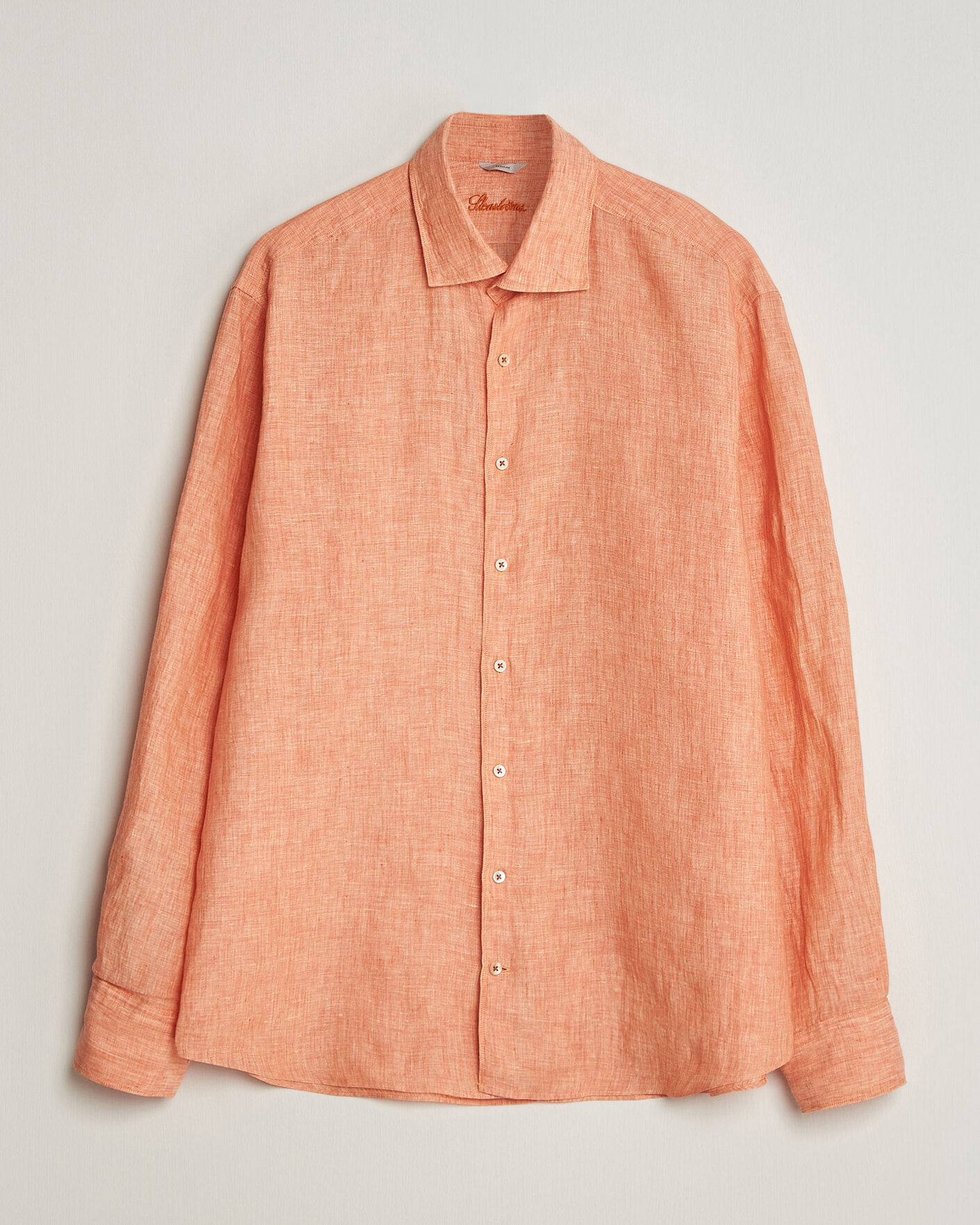 Homme | Chemises | Stenströms | Regular Fit Cut Away Linen Shirt Orange